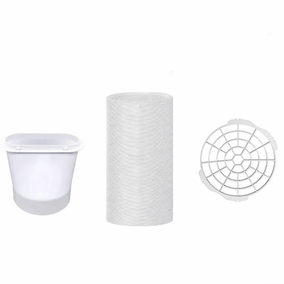 Juego de manguera de aire acondicionado de 5,9 pulgadas, para oficina y hogar, color blanco, 15 cm de diámetro, conector plano y rejilla de protección contra insectos de ABS para acondicionadores de