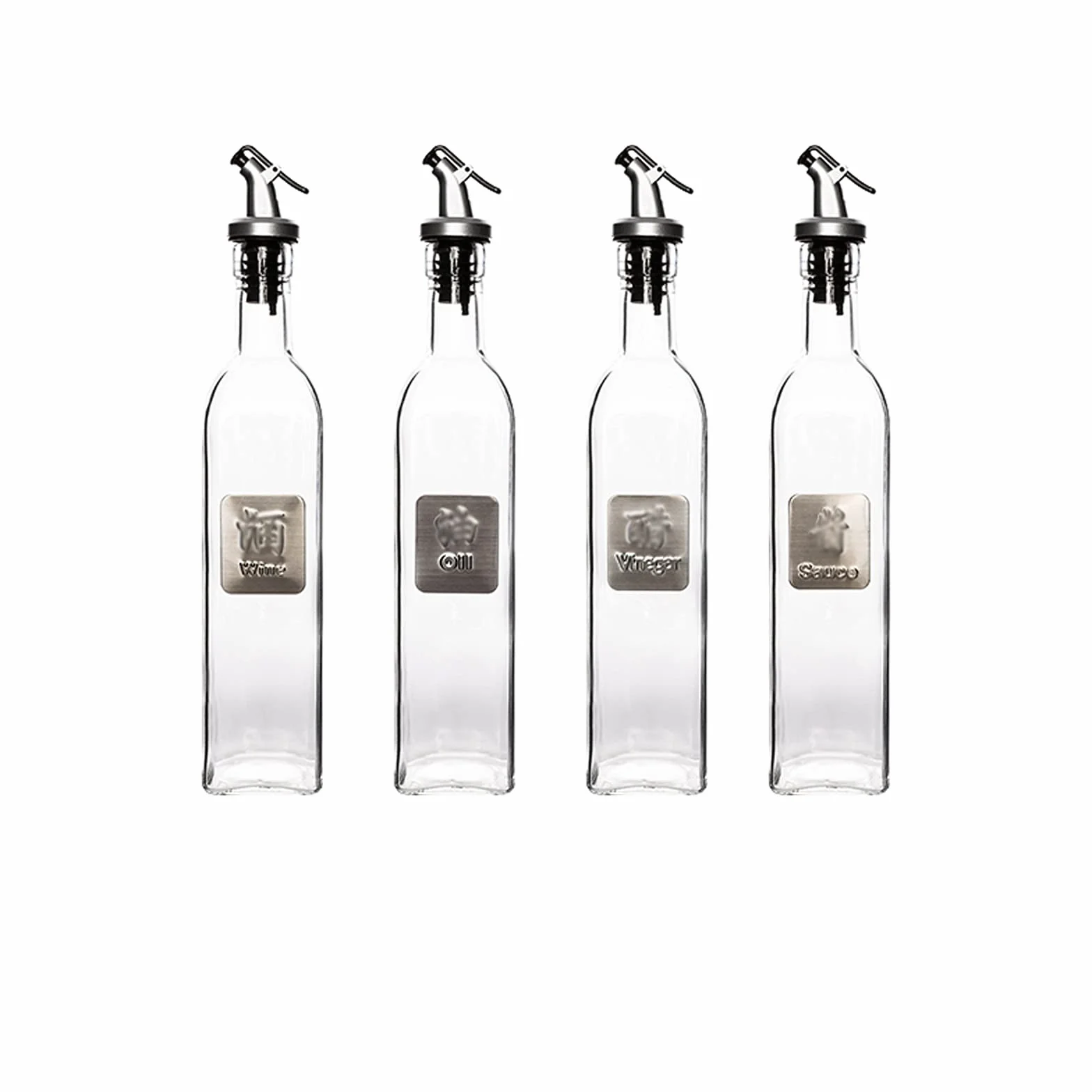 Botes Especias Aceite de vidrio y dispensador de vinagre, aderezo de ensalada Cruet Botella de cristal Botellas de aceite de oliva Dispensador de aceite de vidrio Botella de aceite Coco Botella de ace