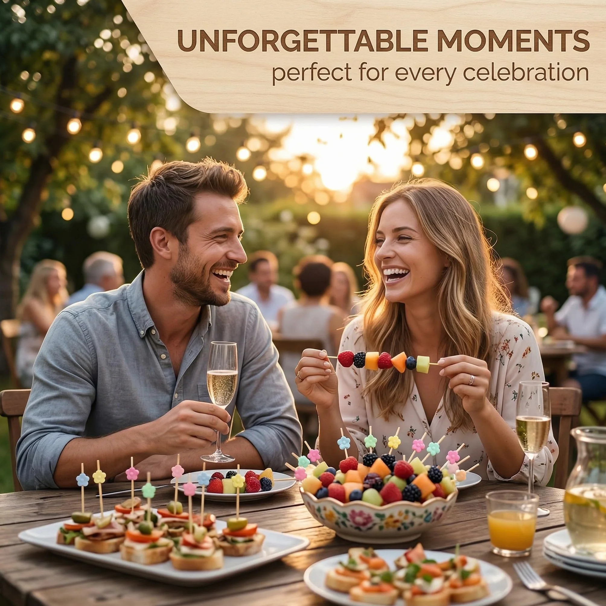 100 brochetas de bambú para fruta, palillos de cóctel, diseño floral rosa de 12 cm, adecuadas para fiestas, bufés y decoración de frutas y postres.