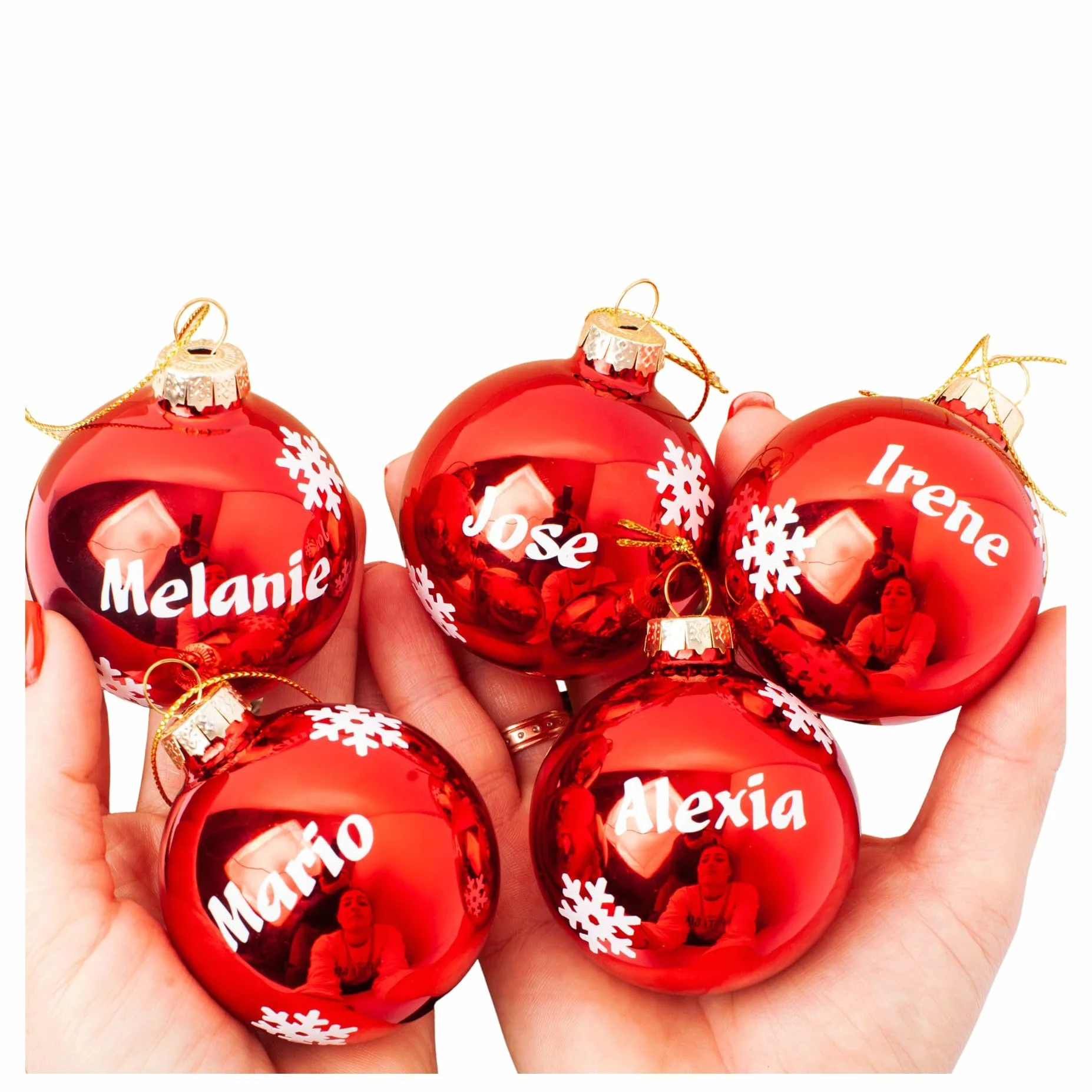Olesea Bola de Navidad Personalizada Cristal Rojo Glossy Matte Adorno Árbol Decoración Navideña