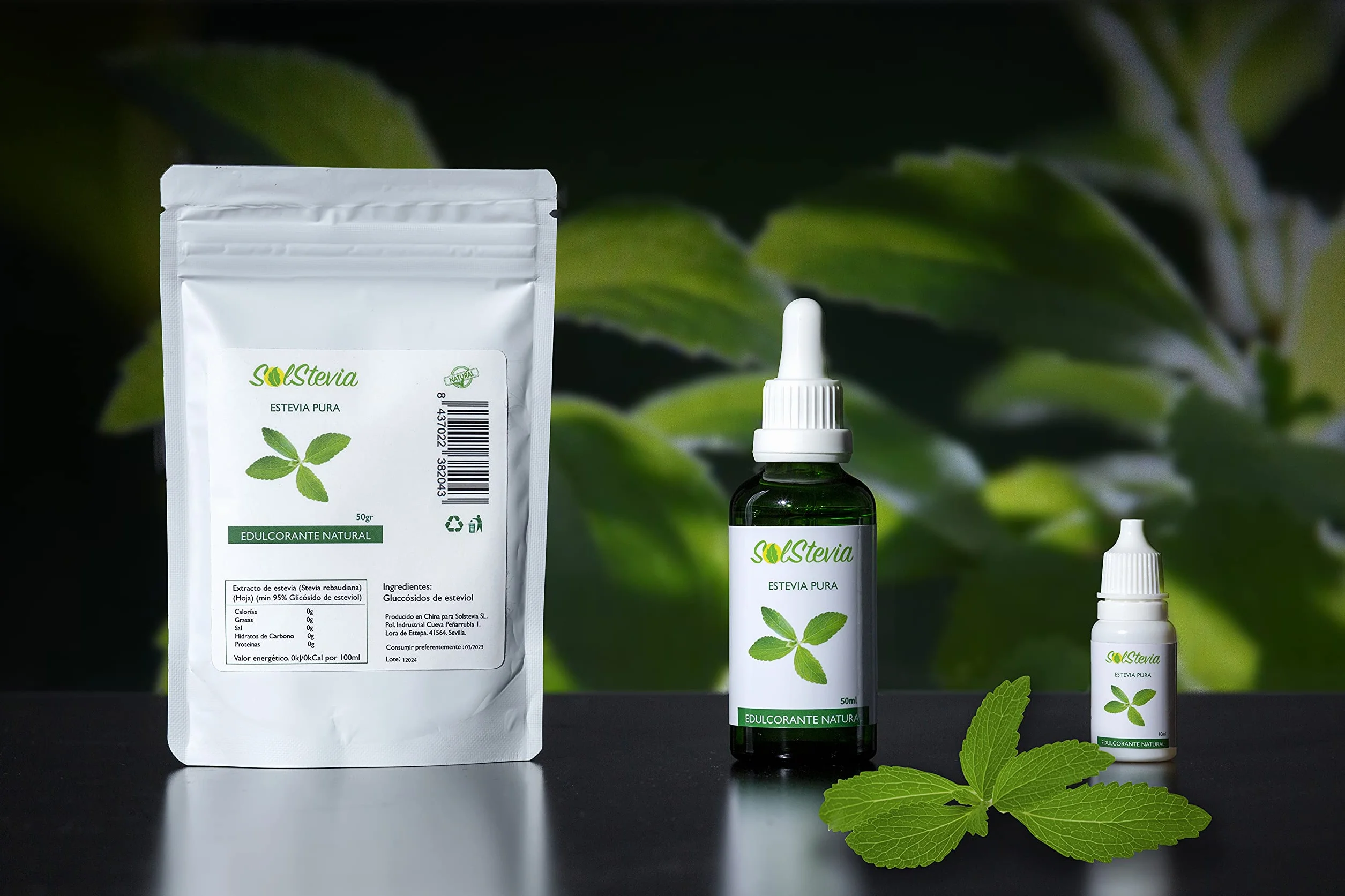 Solstevia Stevia líquida pura 100 natural Edulcorante natural sustituto del azúcar Sin calorías