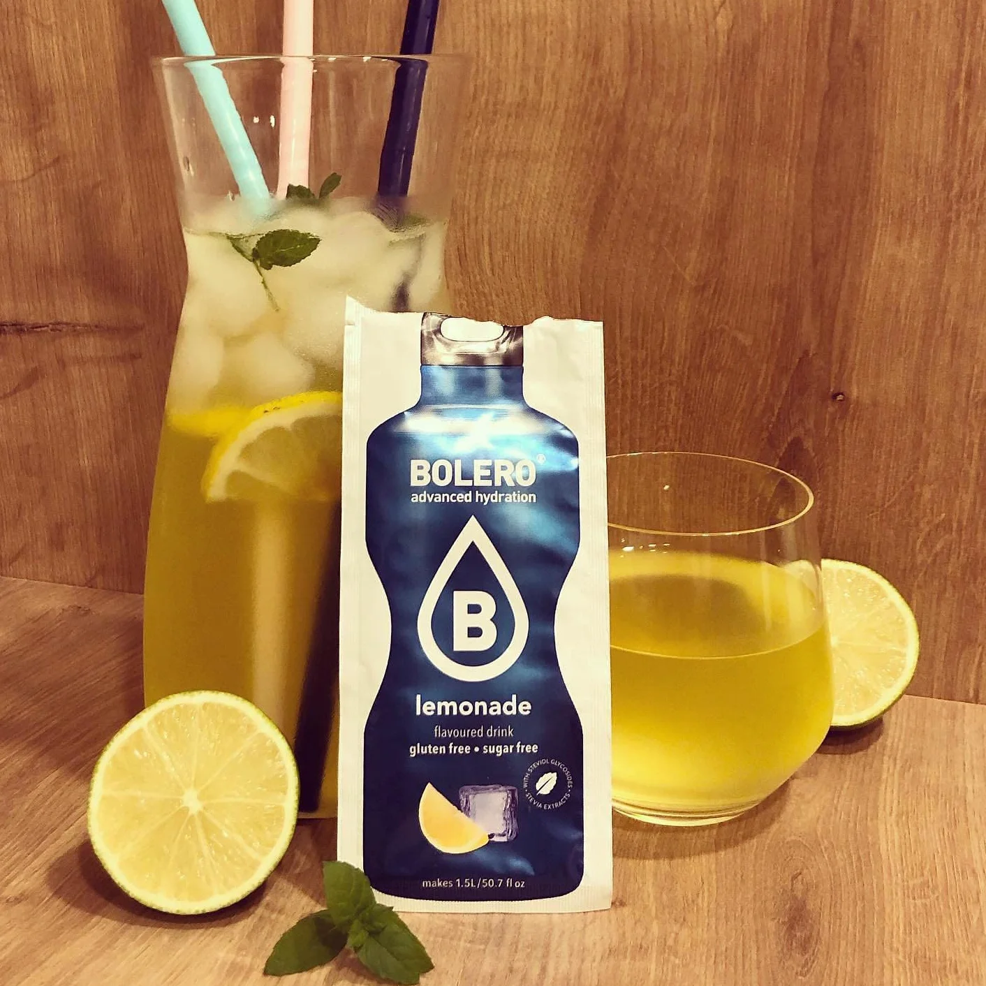 Bolero LEMONADE 24x9g jugo en polvo sin azúcar con stevia para diabéticos y deportistas sabor limonada