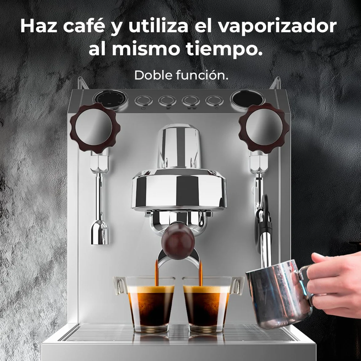 Cecotec Cafetera Express Barista Baristeo Classic. 2700W, Bomba 15 Bares, Control Pid, Doble Calentamiento, depósito 2.5L, Vaporizador, Grifos Profesionales, Extracción Crema, Diseño Profesional