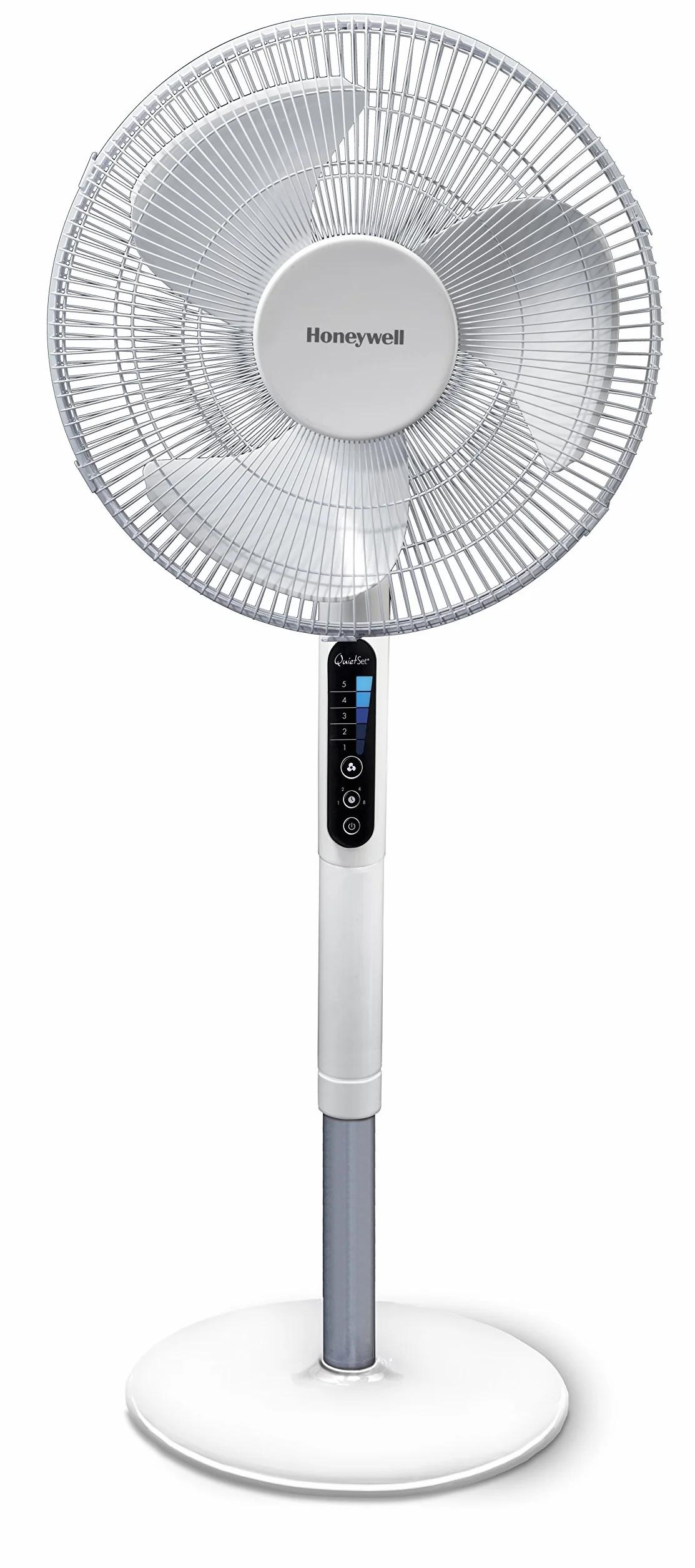 Honeywell Advanced QuietSet Ventilador de Pie Oscilante, 5 Ajustes de Velocidad, Función de Temporizador, Oscilación de 70°, Altura Regulable, Mando a Distancia, Fácil de Usar, HSF600W