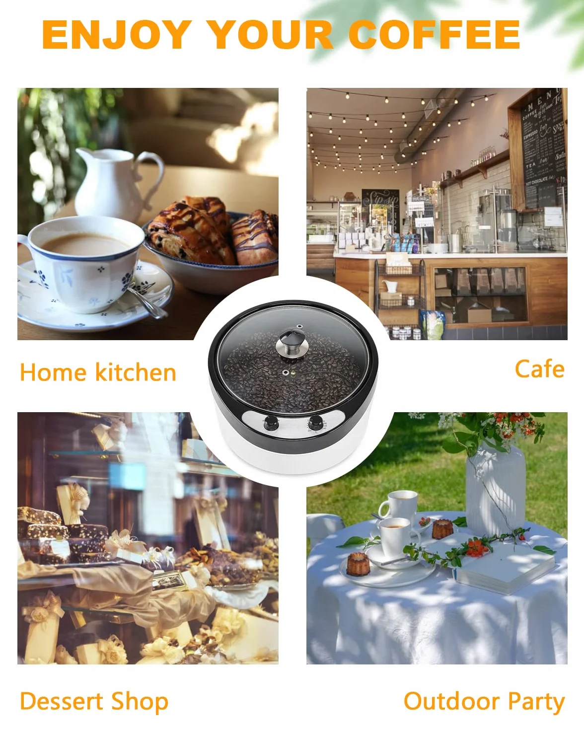 Tostador de Café 800g Máquina Tostar Café Doméstico 0-240°C Eléctrico 1200W