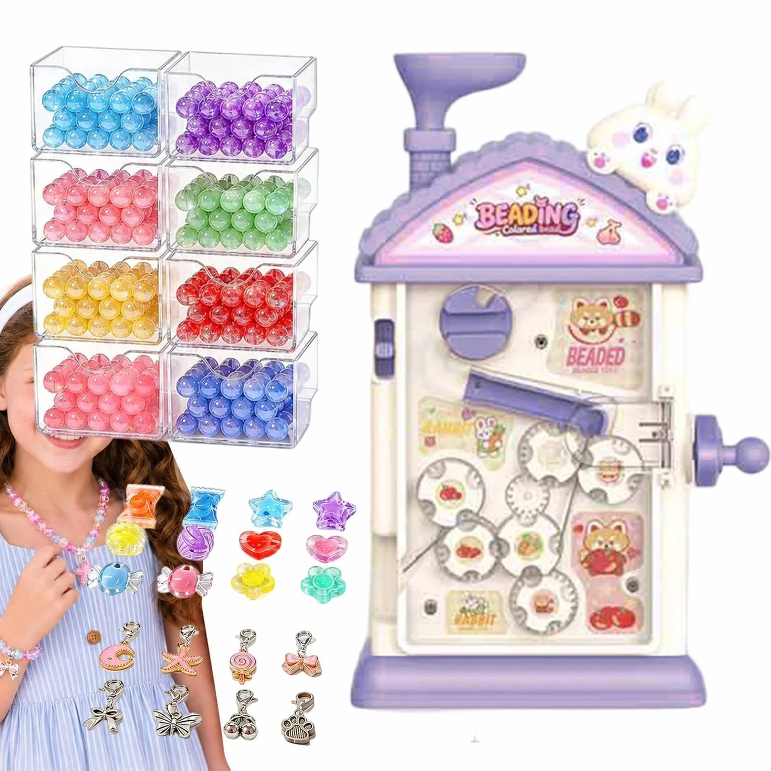 Kit de creación de pulseras para niñas Juguetes Infantiles Cuentas | Kit Pulseras Amistad Con Charms Infantiles Para , Vacaciones, Manualidades Y Camping