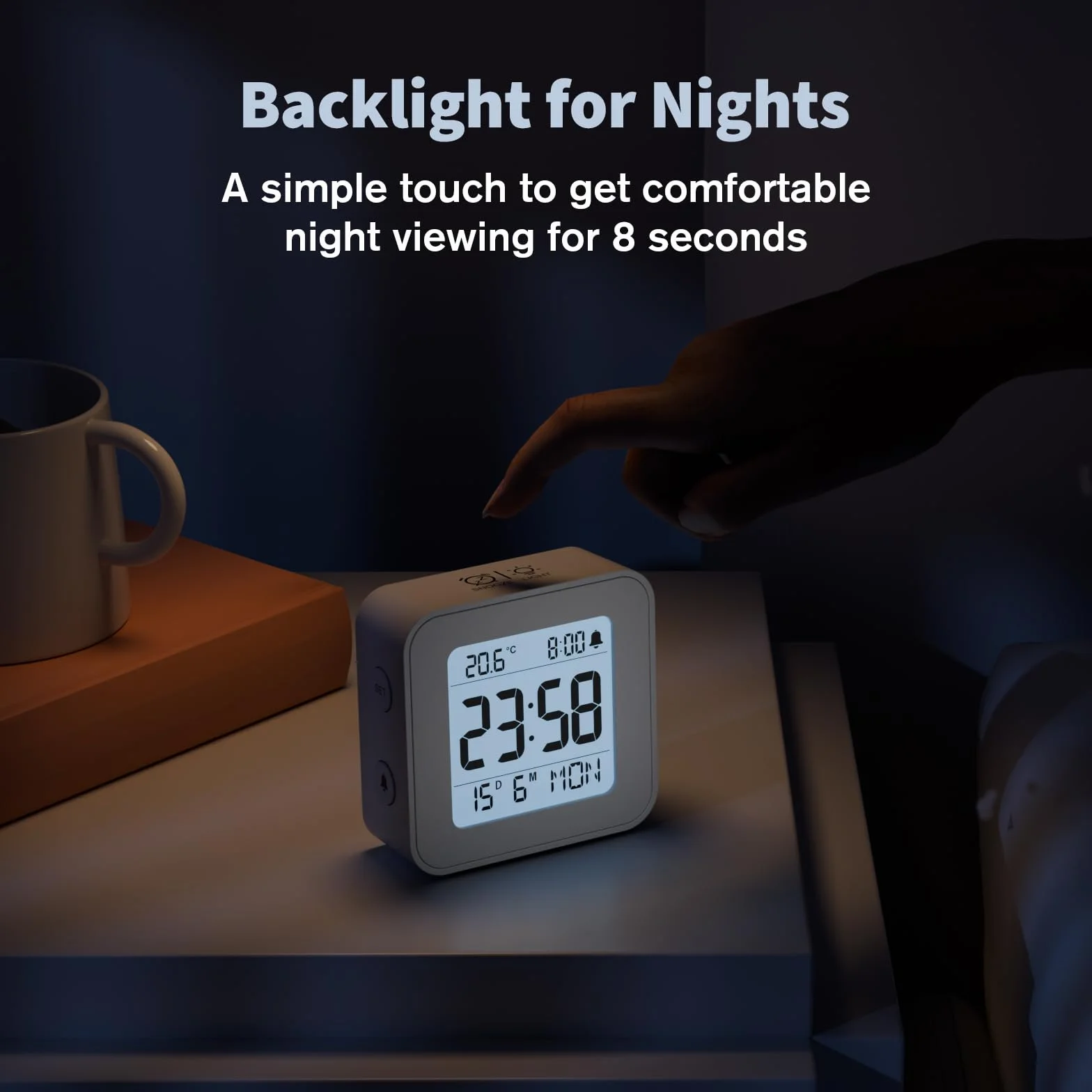 LATEC Reloj Despertador Digital con Temperatura, Retroiluminación, 12/24H, Snooze, Calendario, Pilas Incluidas, Blanco