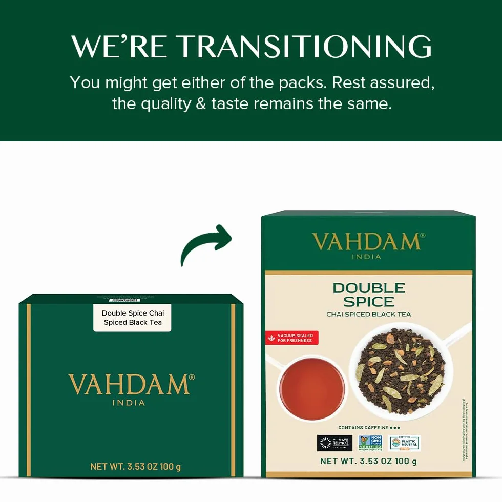 VAHDAM Té Chai Masala Doble Especia 100 g 50 tazas Fuerte Picante Ingredientes Naturales