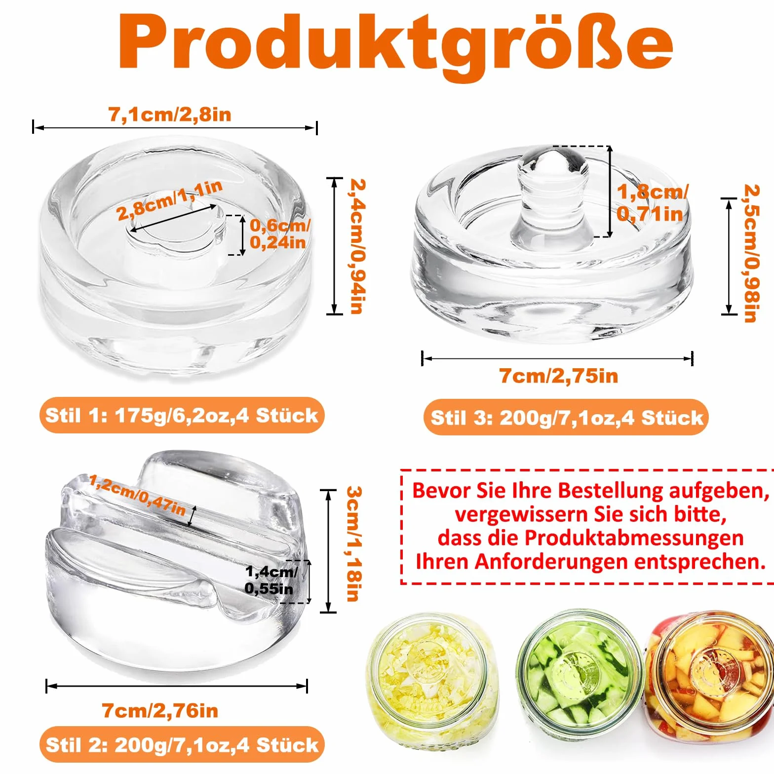 Pesos de Fermentación, 4 Piezas Pesas de Fermentación, Pesas para Tarros de Conserva de Pepino, Pesos de Fermentación Peso Diámetro 7 cm, Pesas de Vidrio de Fermentación para Fermentar Chucrut