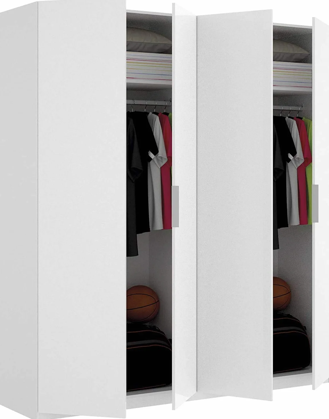 Mobelcenter - Armario 4 Puertas Blanco - Armario Matrimonio 200 cm de Altura - Acabado Color Blanco Brillo - Medidas: Ancho: 180 cm x Fondo: 52 cm x Alto: 200 cm - (0537)