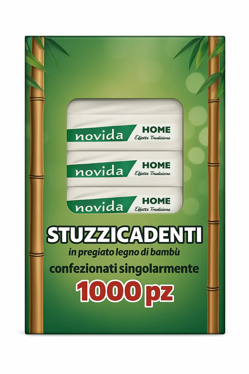 Palillos de madera de bambú, 1000 unidades, envueltos individualmente, naturales y biodegradables, ideales para uso doméstico, restaurantes y bares