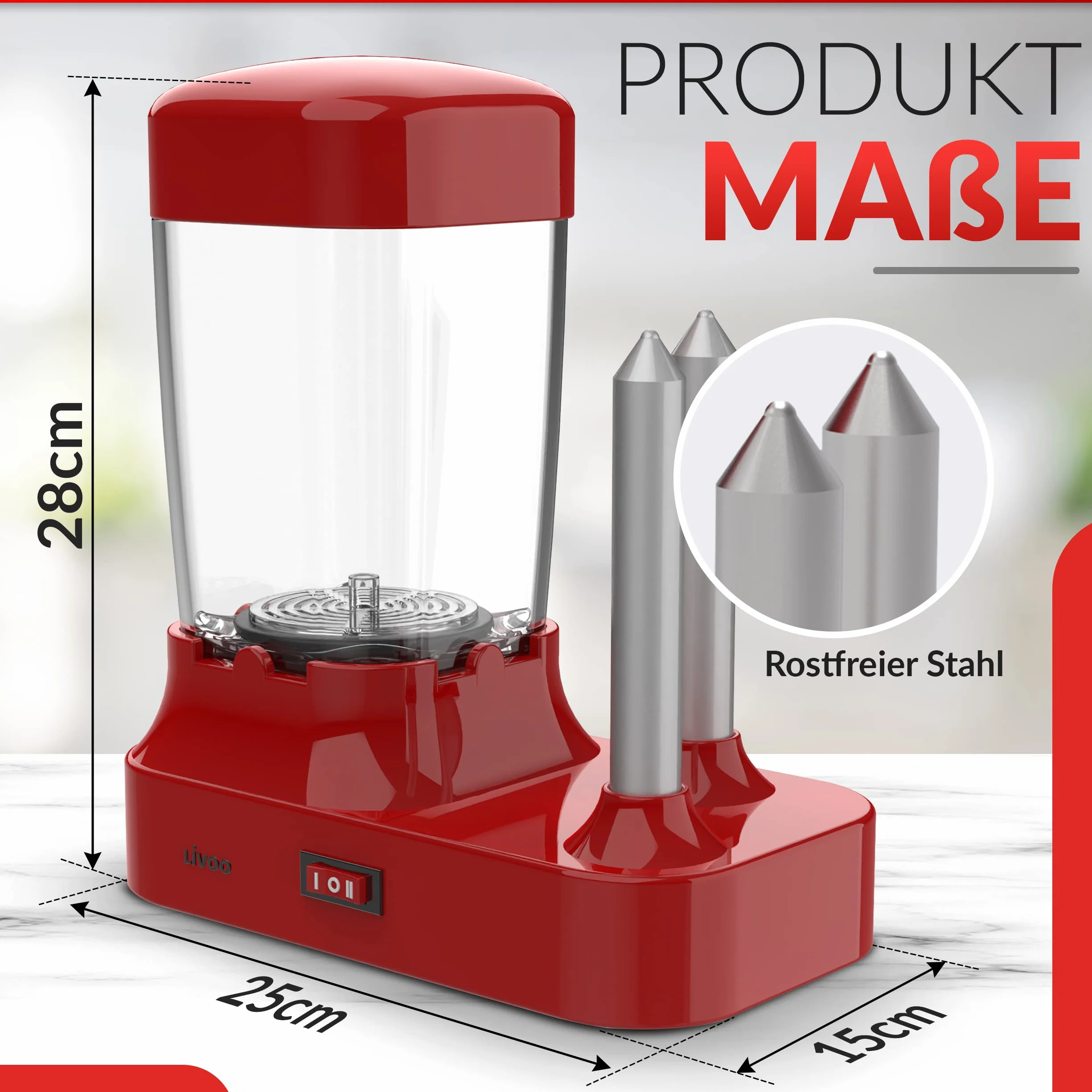 Hot Dog Maker con 2 calentadores de panecillos - Máquina para 6 salchichas - Recipiente térmico extraíble - Calentador de salchichas eléctrico con pinchos de acero inoxidable para calentar panecillos