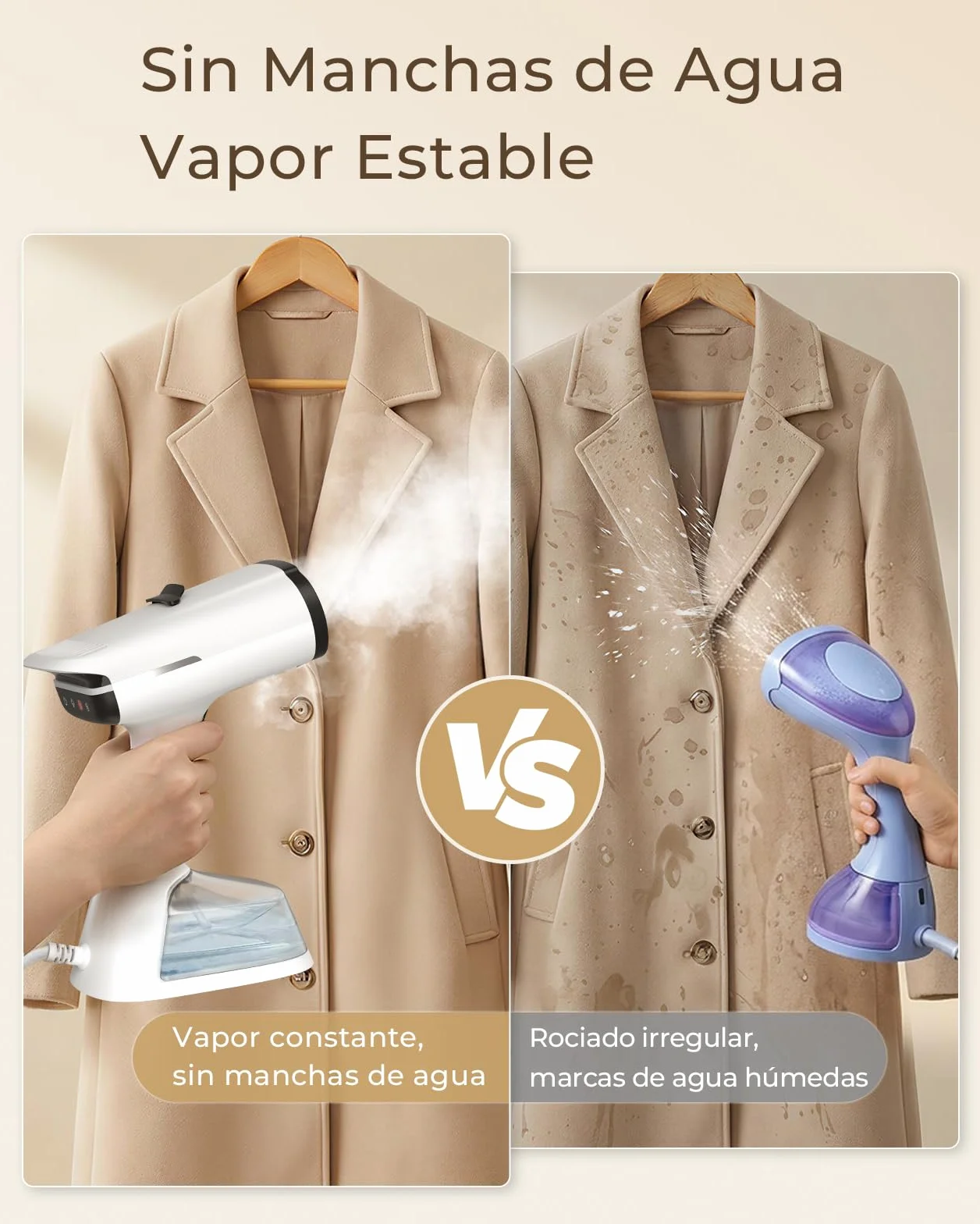 HOMEASY Plancha de Vapor Portátil con Succión 6000Pa, Calentamiento en 25 Segundos, Depósito de 270ml, 2 Niveles de Vapor, Planchado Vertical para Ropa, Camisas, Vestidos y Cortinas