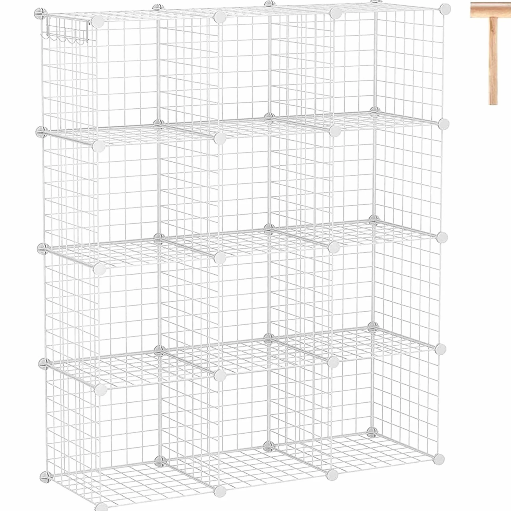 C&AHOME C&HOGAR Estante Modular para Libros Almacenamiento de Cubos de Alambre 36.6x12.4x48.4 Pulgadas Blanco