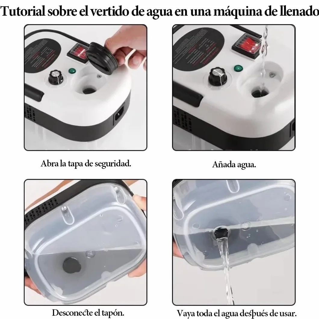 Limpiador a vapor portátil 2500W de alta temperatura y presión para aire acondicionado, campana cocina, coche, pisos (Blanco)