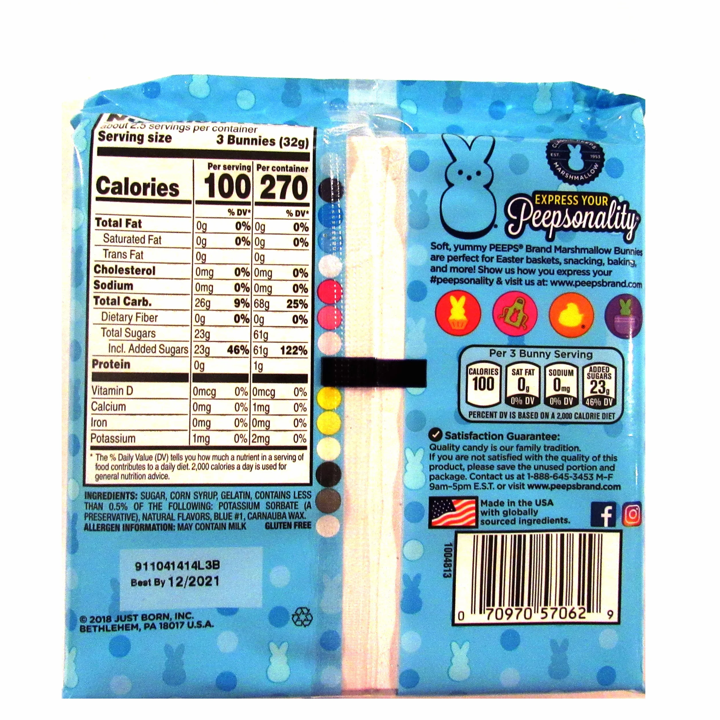 Peep Caramelo de Conejo de Malvavisco Azul de Pascua 8 Conjuntos 3 oz 85 g Sin Gluten
