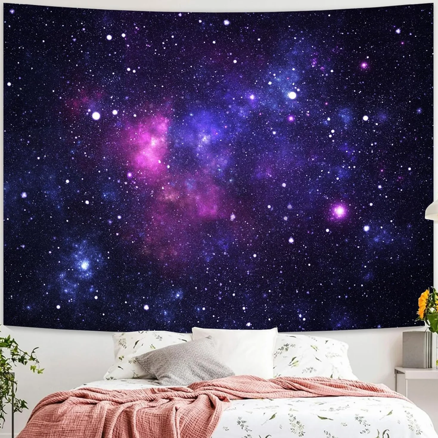 Tapiz Galáctico con Luz Negra Espacio Azul Cielo Estrellado Nocturno Colgante UV Reactivo Brillante Oscuridad 180 x 230cm