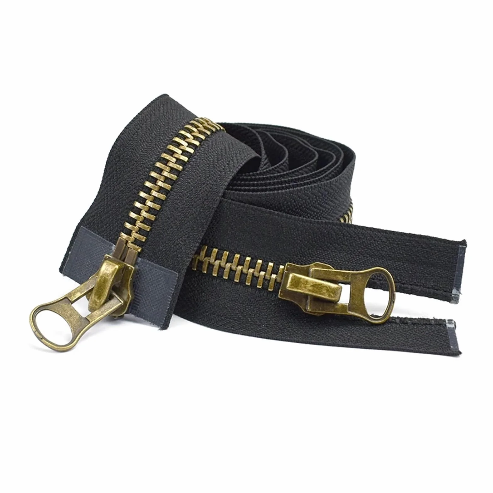 Cremallera bidireccional 8# cremallera de Metal doble deslizador extremo abierto 70-120cm for abrigo chaqueta tienda kits de reparación accesorios de costura DIY(Black,70CM)