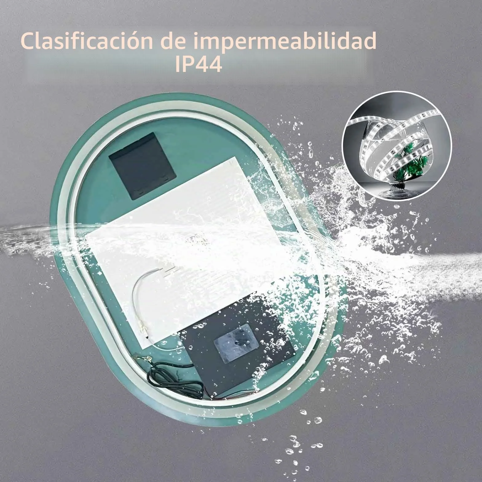 SaniteModar Espejo Ovalado Baño con Luz 60x80 cm, Espejo Baño LED Antivaho con 3 Temperaturas de Color y Brillo Ajustable, Función Memoria, Montaje Vertical, IP44 Impermeable