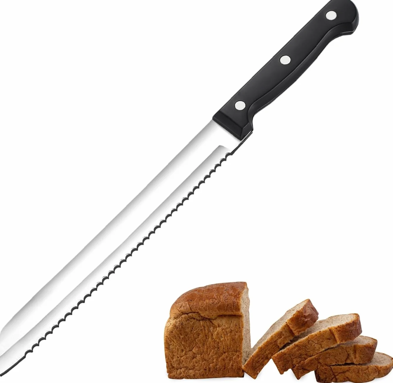 PARENCE.- Cuchillo de Pan/Cuchillo de Cocina de Acero Inoxidable con Filo Dentado y Mango Ergonómico -30cm