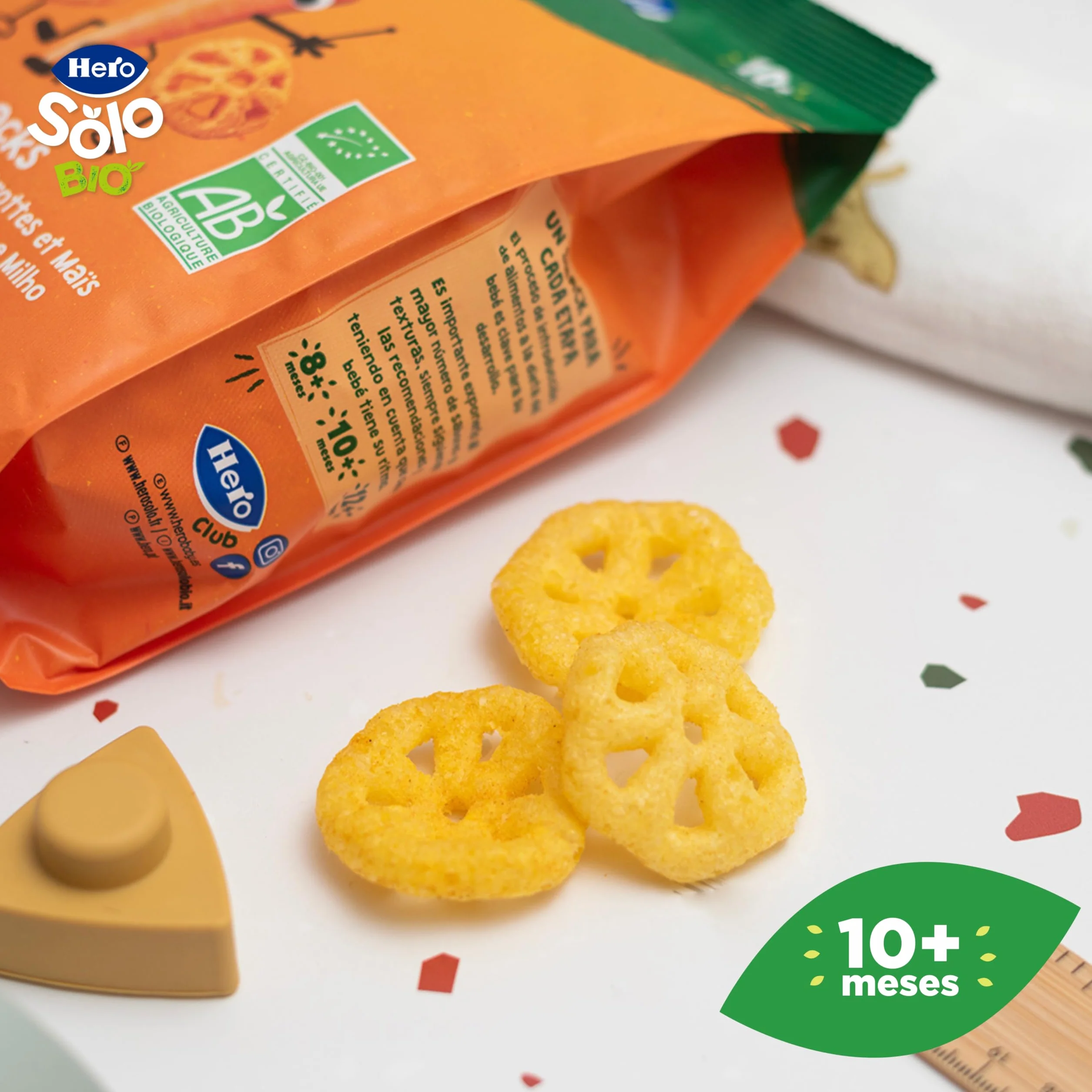 Hero Solo Snack de Zanahorias y Maíz Cereales BIO 100% ECO Pack 6 x 40 g