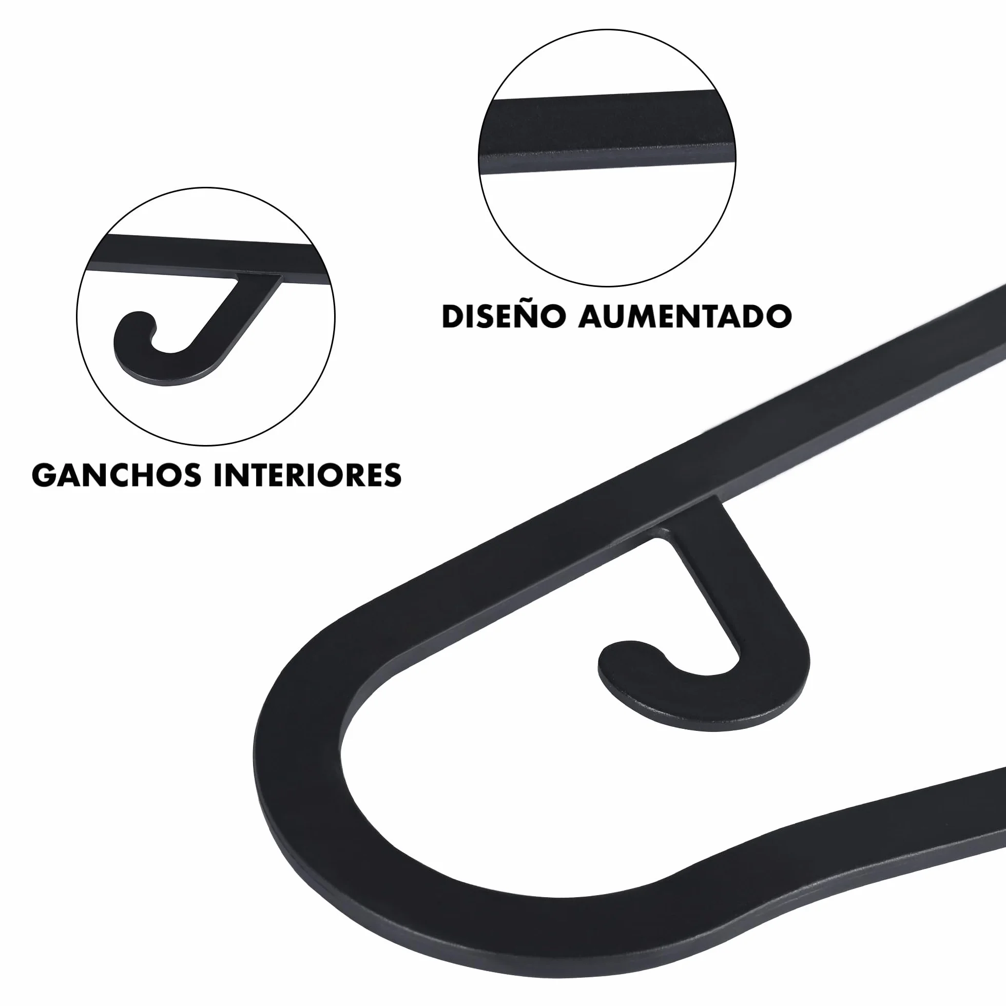 Perchas de plástico para Ropa Adulto Resistentes Pack 20 Negras