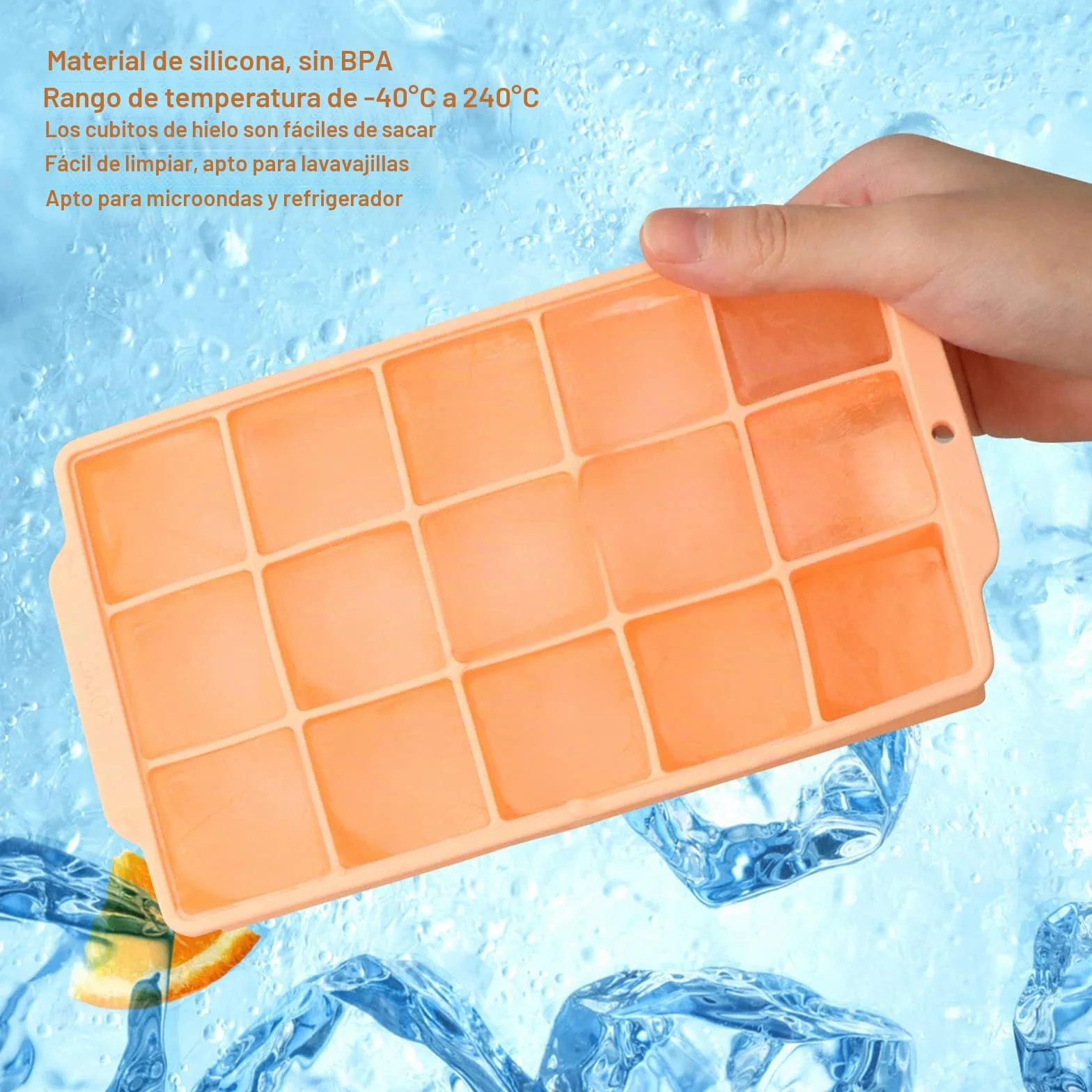 JOPHEK Bandejas de Hielo Cuadrados Grandes 3,5cm 2 Piezas Moldes de Silicona