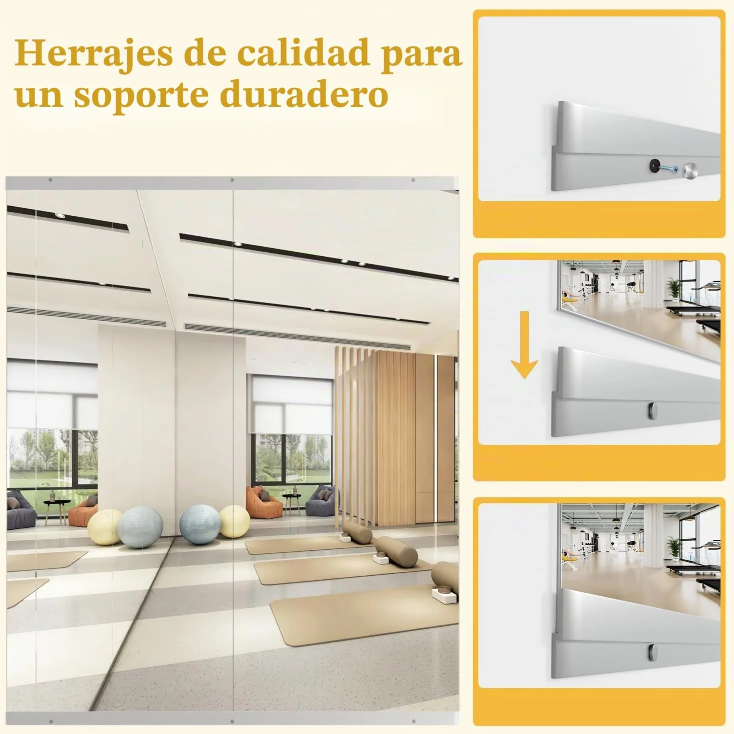 Espejo para Gimnasio doméstico, 2piezas 144,5 x 60 cm Espejo Grande para Yoga, Espejos sin Marco de Cuerpo Entero para Fitness, Vidrio Templado, Montaje en Pared para Estudio de Danza