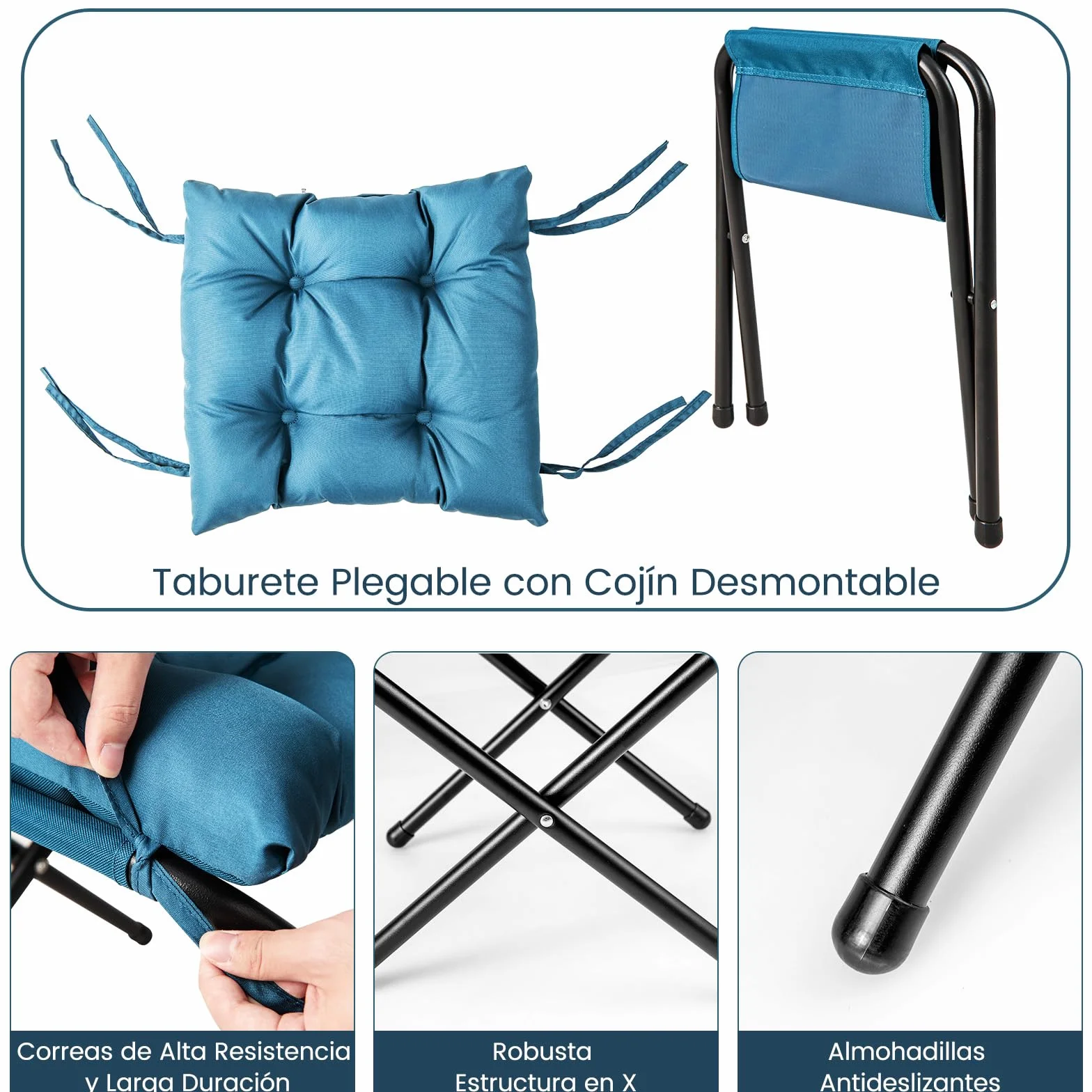 COSTWAY Sillones para el Salón con Reposapiés, Butaca Dormitorio con Almohada, Reposabrazos, Bolsillo Lateral, Sillón de Relax Sala Dormitorio Oficina (Azul)