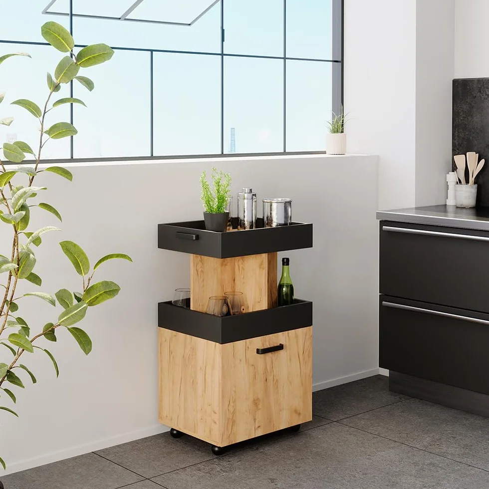 Vicco Mueble con Ruedas, Roble Dorado, 50 x 88.6 cm, con Ruedas, Flexible como Espacio de Almacenamiento Adicional