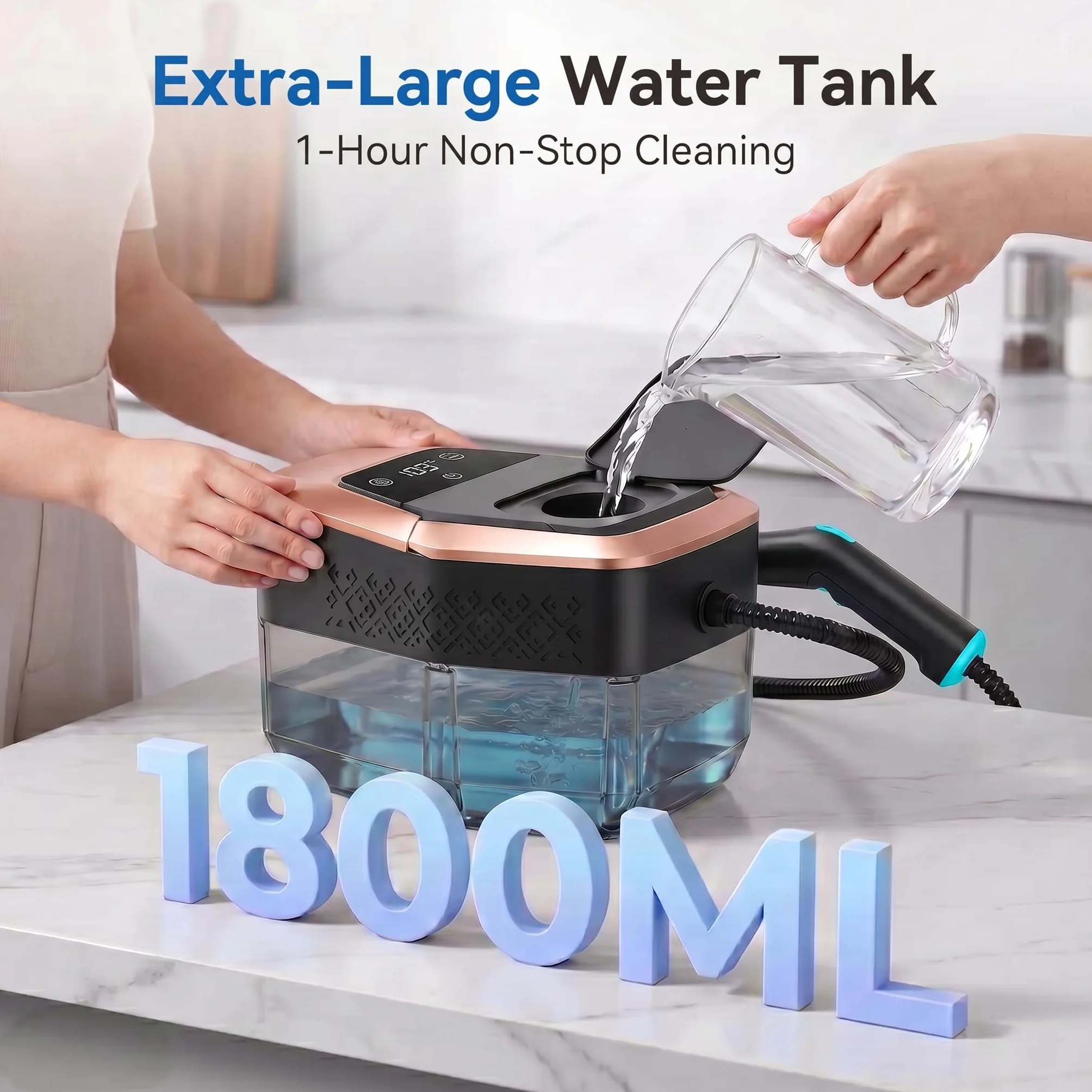 Vaporeta de Mano Potente 4 Bar 15s 1,8L Limpiador a Vapor para Hogar Cocinas Baños Coches