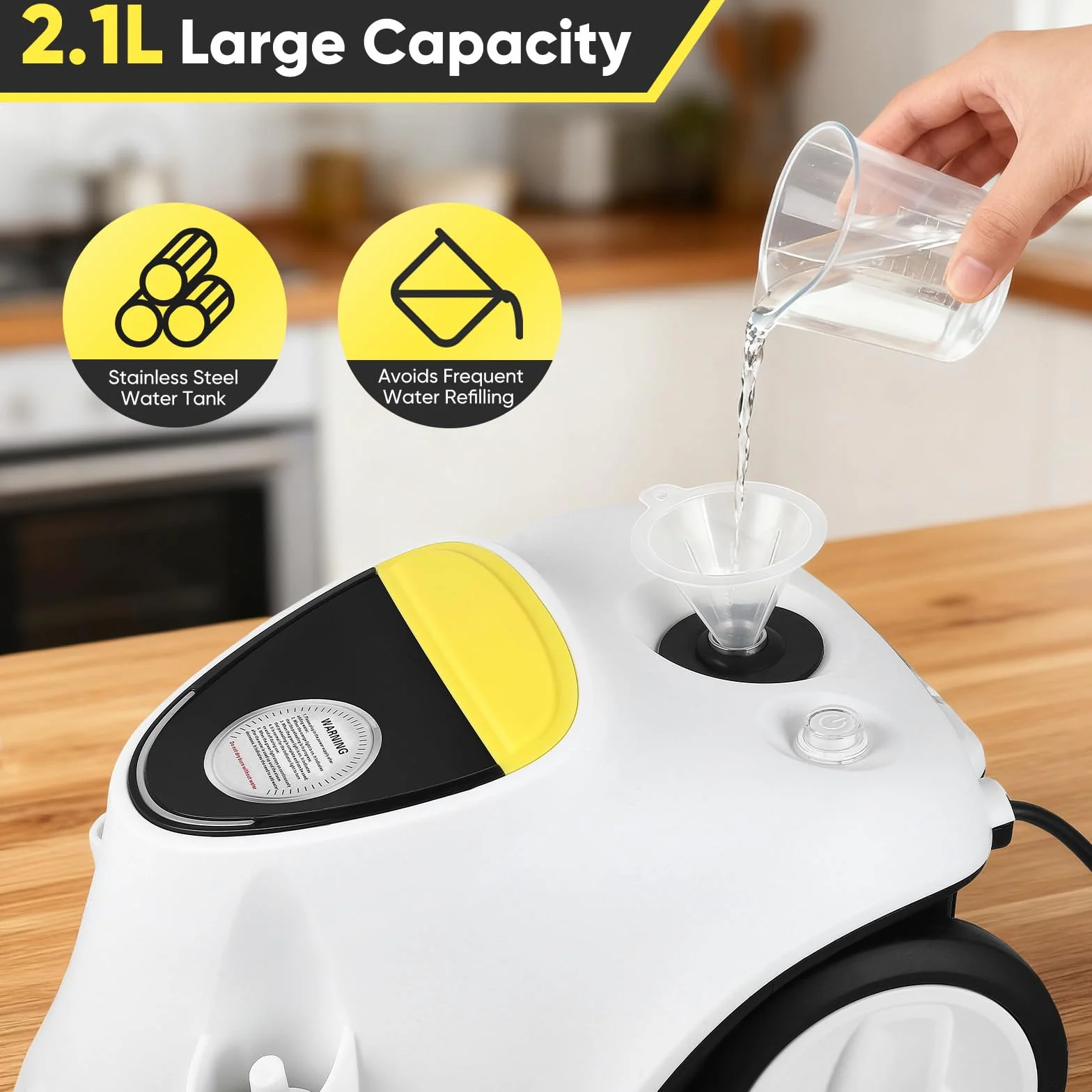 Limpiador de Vapor 2100W 2,1L Acero Inoxidable 304 Presión 5 Bares 105°C