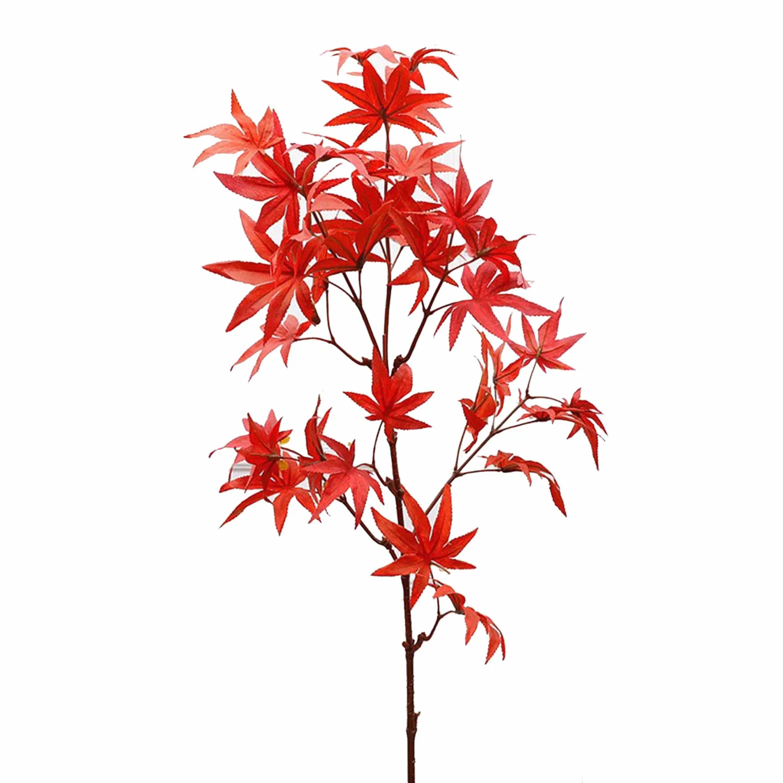 83 cm de longitud, hojas de arce simuladas, tallos y ramas para decoración, adornos de ramas de arce artificiales realistas para decoración del hogar, decoración del paisaje, (rojo)