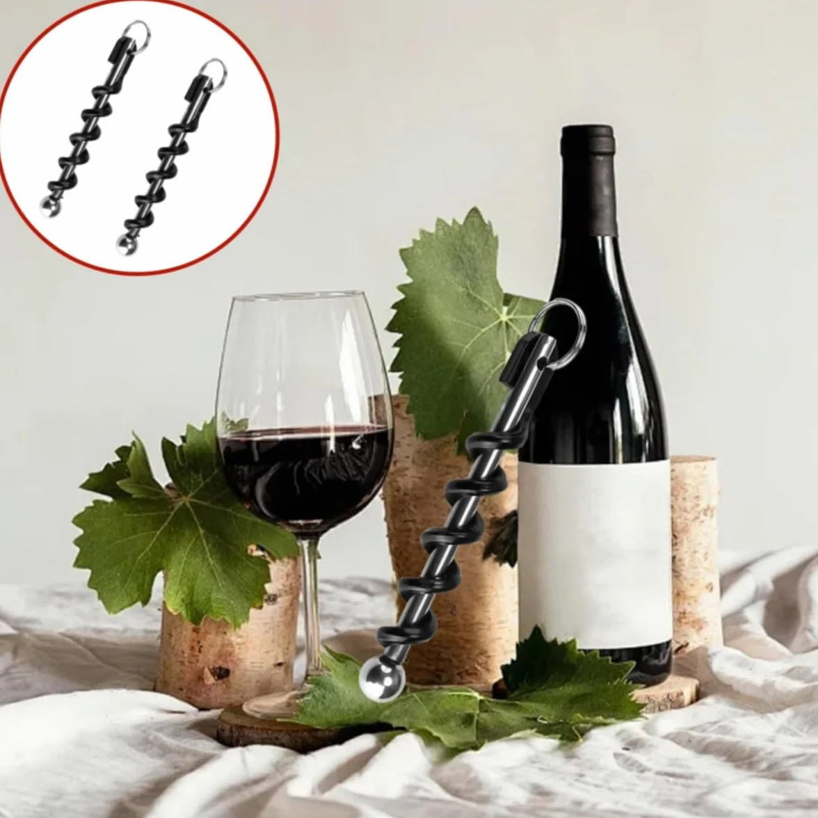 Sacacorchos Llavero,2 Pack Sacacorchos de Vino Llavero,Abridor de Botellas de Acero Inoxidable Portátil para Vino y Cerveza,Abrebotallas para Camareros,Picnic,Camping y Fiestas