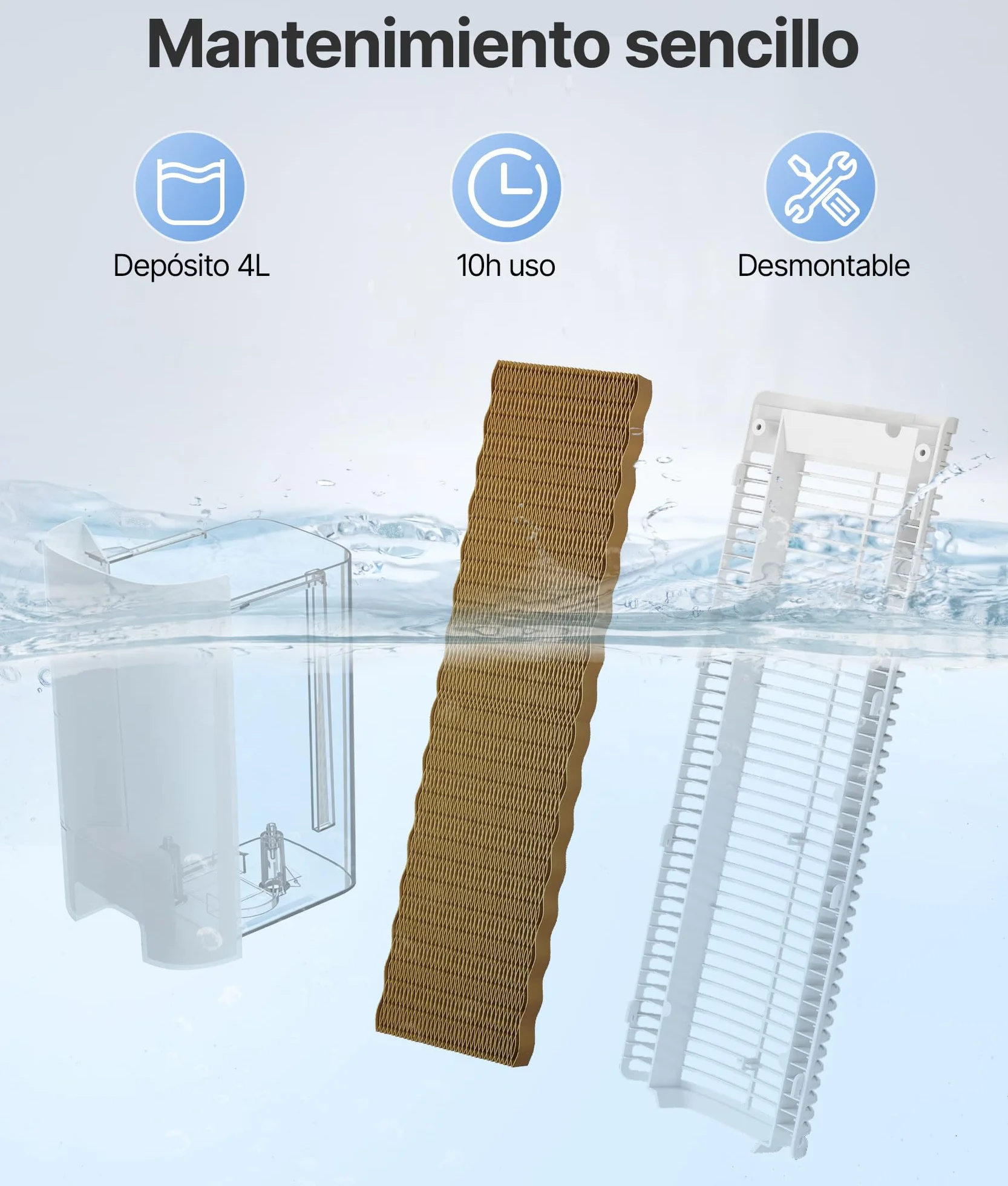 Climatizador Evaporativo Portátil- Alternativa al Aire Acondicionado Portatil Enfriador de Aire Silencioso,3 Modos, Temporizador 12H, Mando, Blanco