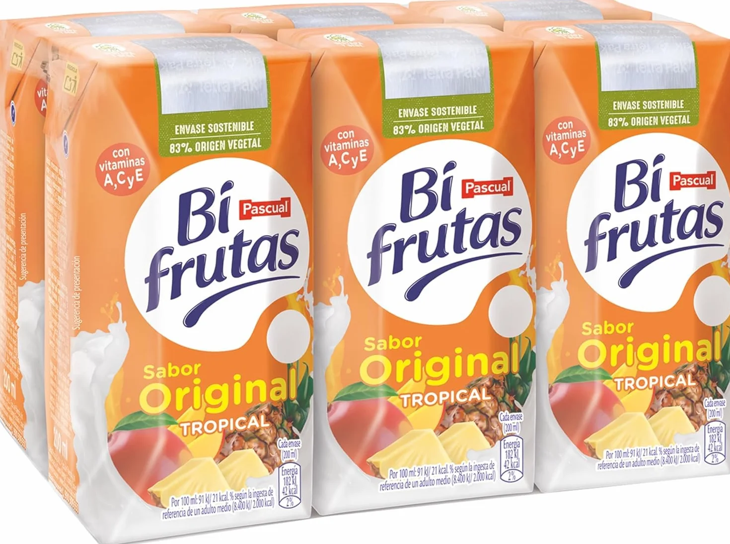 Pascual Zumo Tropical Original Bifrutas 18 x 200 ml Pack 3 uds.