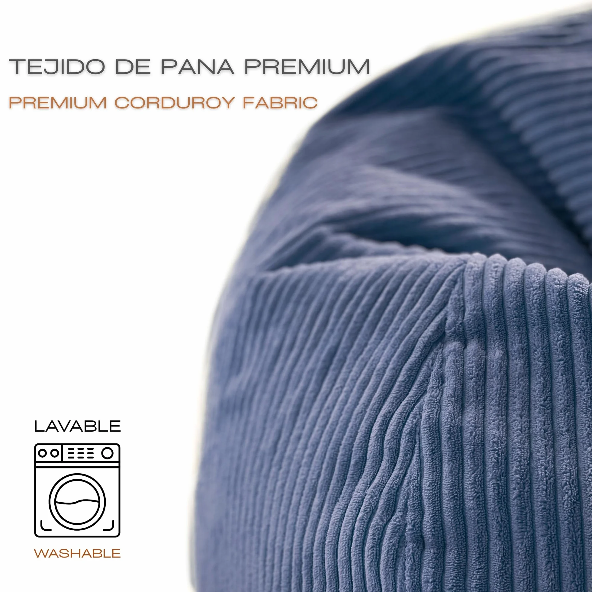 Aiire Puff Salon Pana Moderno - Puf Gigante con Relleno Incluido para Decoracion Habitacion Juvenil - Puffs Infantiles XXL - Bean Bag Chair Infantil XXL o Cojin de Suelo Grande Azul [100x75 cm]