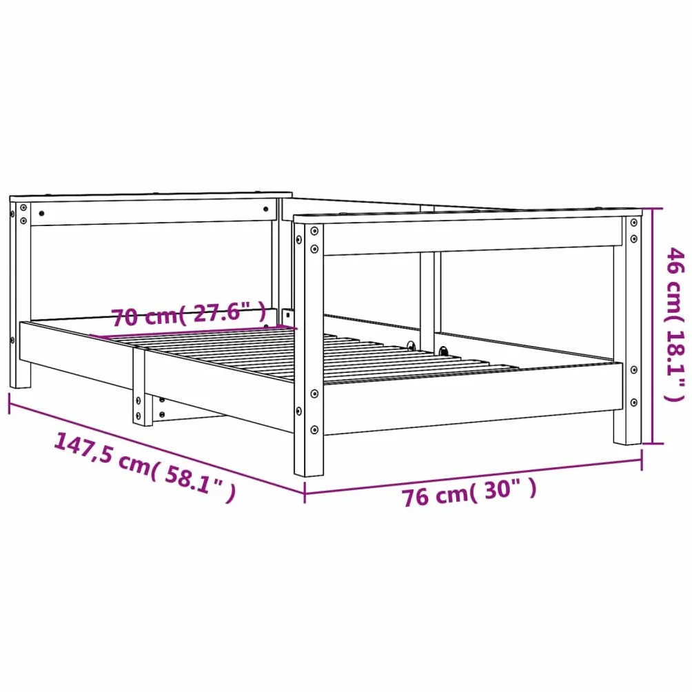 vidaXL Estructura de Cama para niños Madera Maciza de Pino 70x140 cm