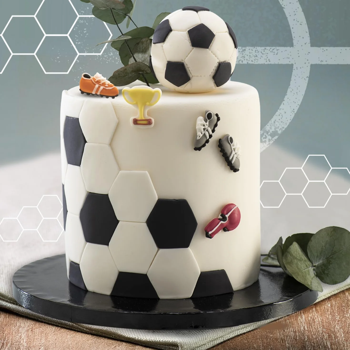 Decoración de Cupcakes o Tartas con Azúcar de Fútbol - Pack 8 Figuras Comestibles