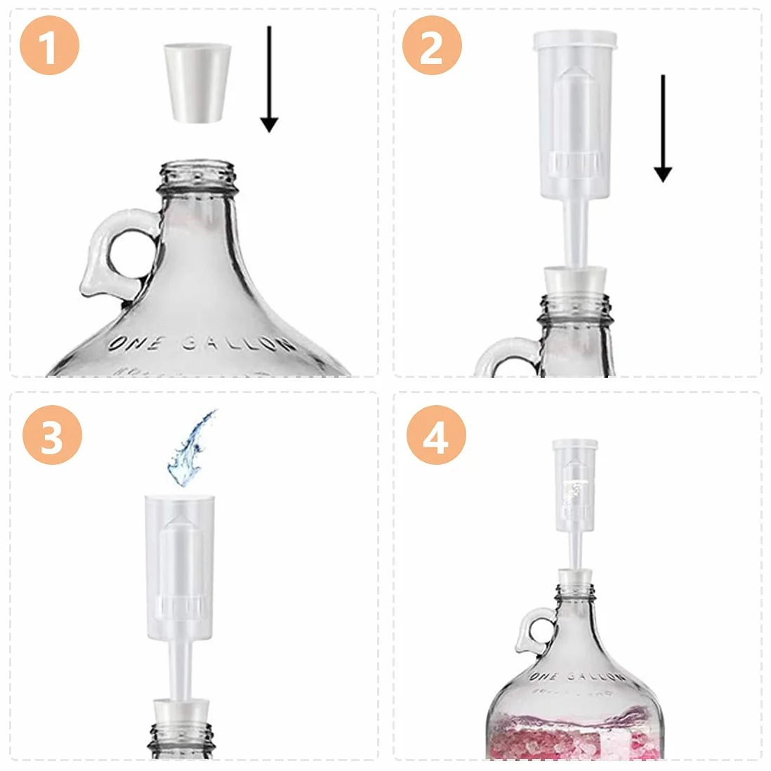 3 Piezas Fermentación Airlock,Esclusas de Aire y Arandelas de Silicona,Válvula Fermentación Plástico,Fermentador de Aire para Fabricar Cerveza Vino