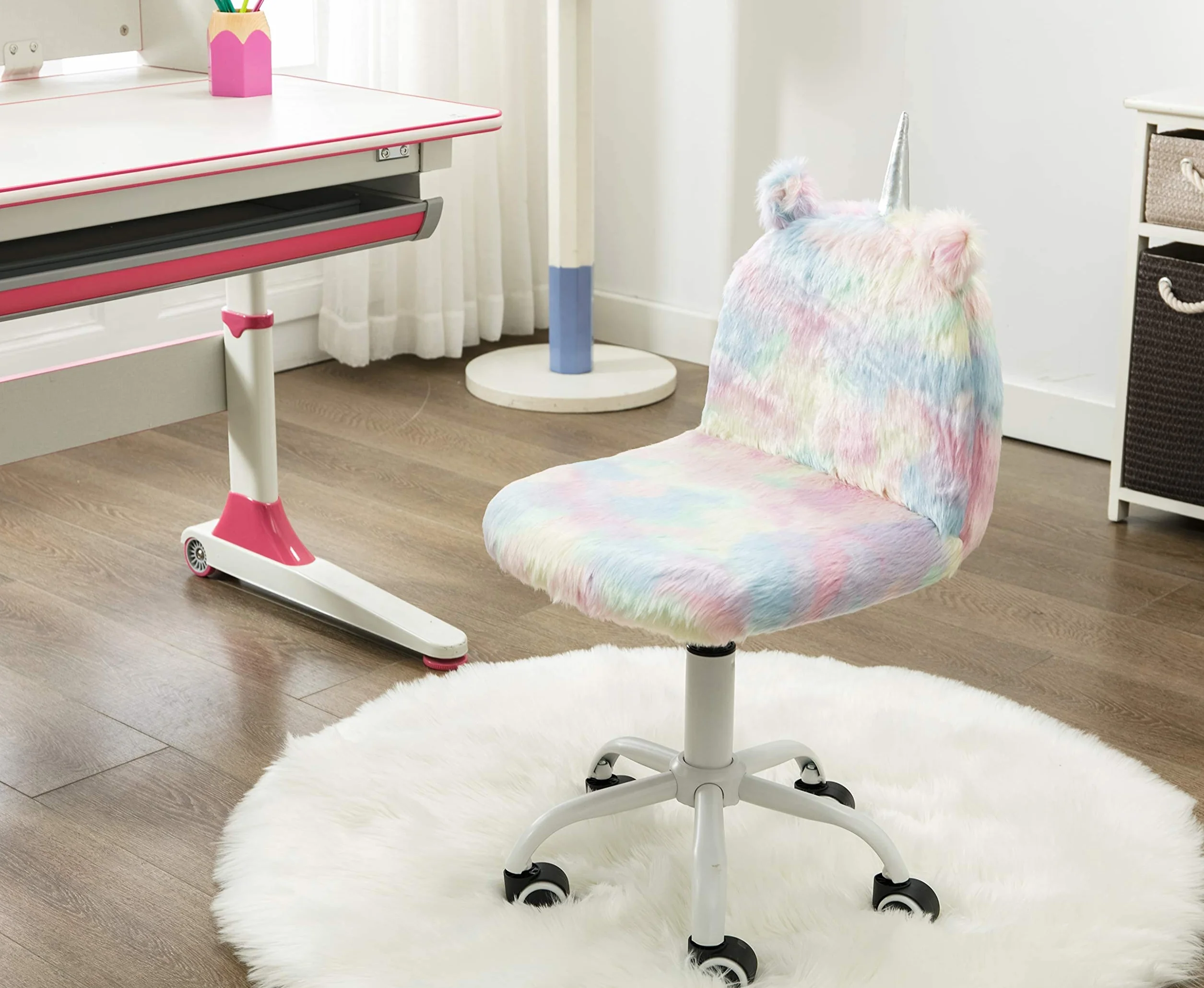 Wahson Silla Infantil Escritorio de Piel Sintética,Silla Giratoria Altura Ajustable de Estudio para Niños/Juvenil(Colorido)