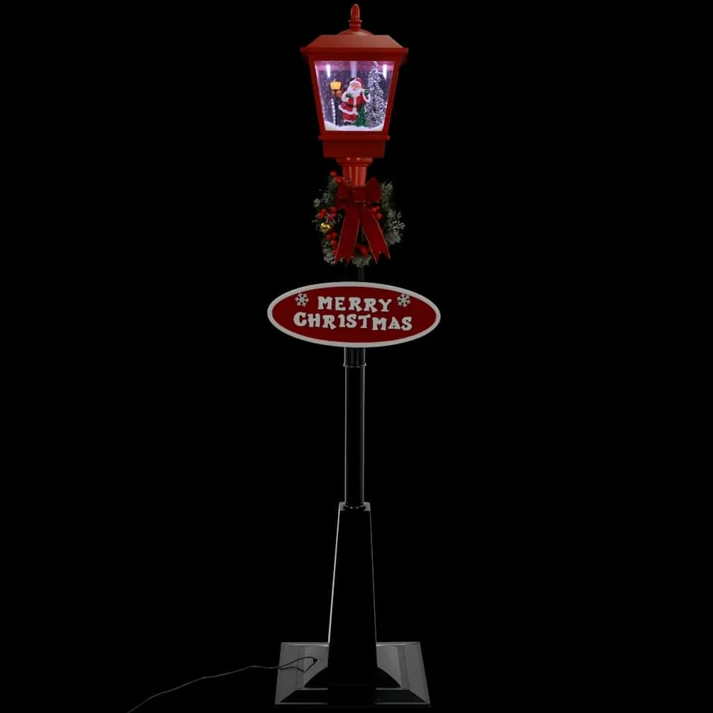 vidaXL Farola de Navidad con Papá Noel y Luces LED Decoración Festiva Estacional Adorno Diseño Distintivo Nieve Cayendo Uso Interior Exterior 180cm
