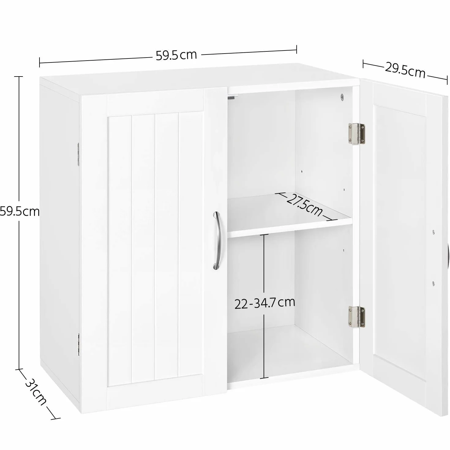 Yaheetech Armario de Baño Pared 59,5x31x59,5cm Mueble Baño Suspendido con Dos Puertas