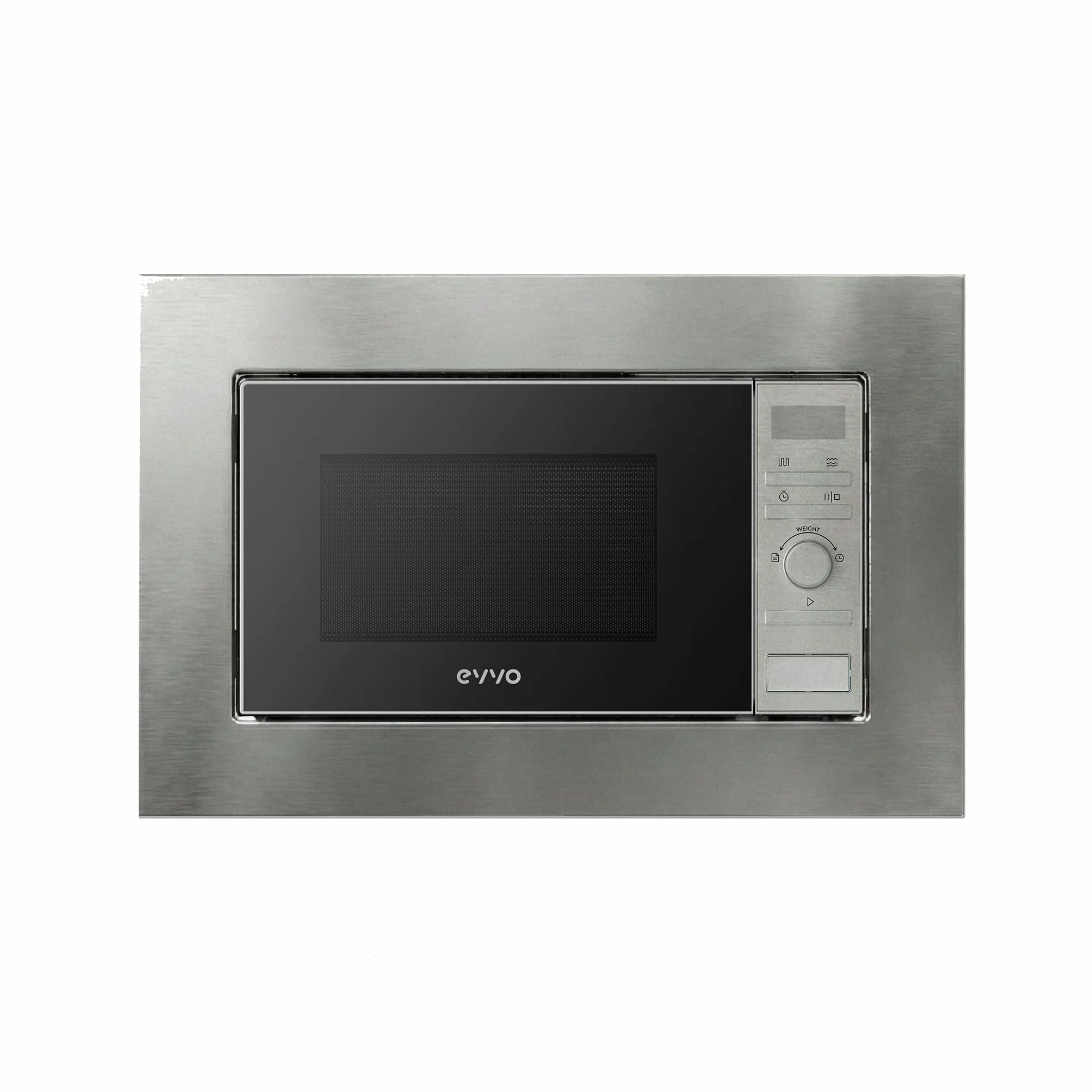 EVVO Microondas Integrable Mi30 Inox - 21 Litros, Horno Microondas Función Grill, Display Digital, Bloqueo Infantil y Temporizador de 60 Minutos, Negro