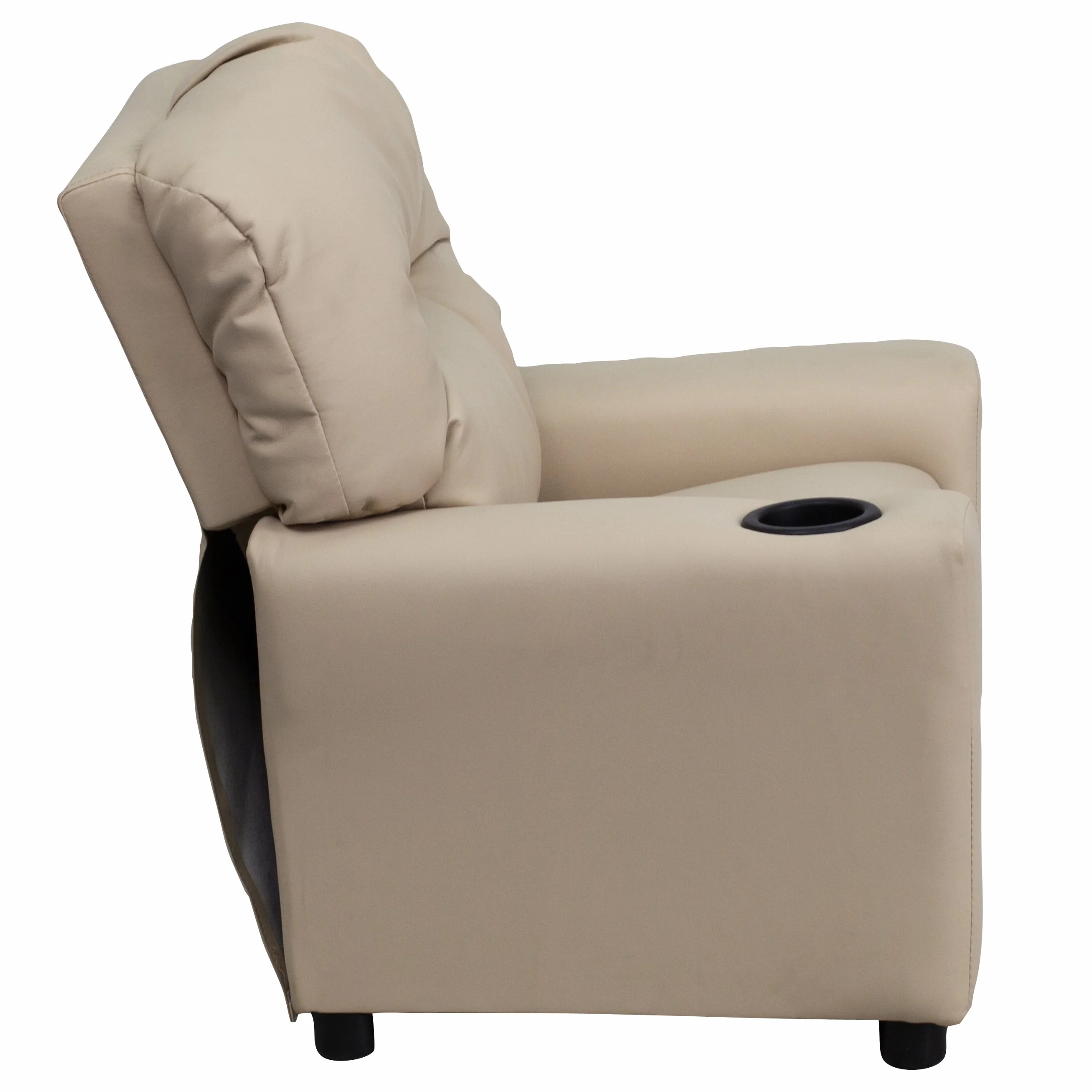 Flash Furniture Sillón reclinable Chandler de Vinilo para niños con portavasos, admite hasta 90 lbs, Beige