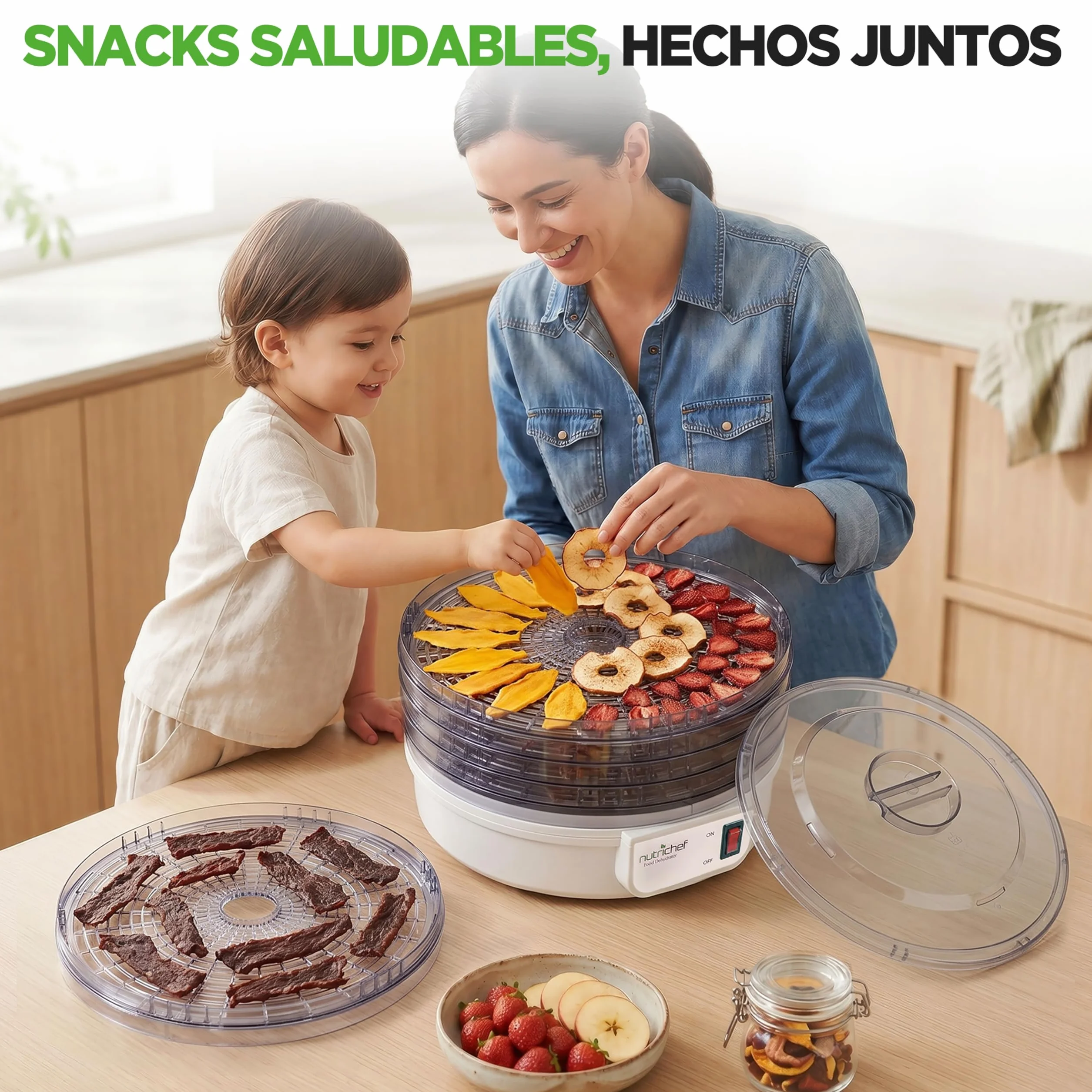 NutriChef Deshidratador de alimentos eléctrico 5 bandejas para Frutas Verduras Carne