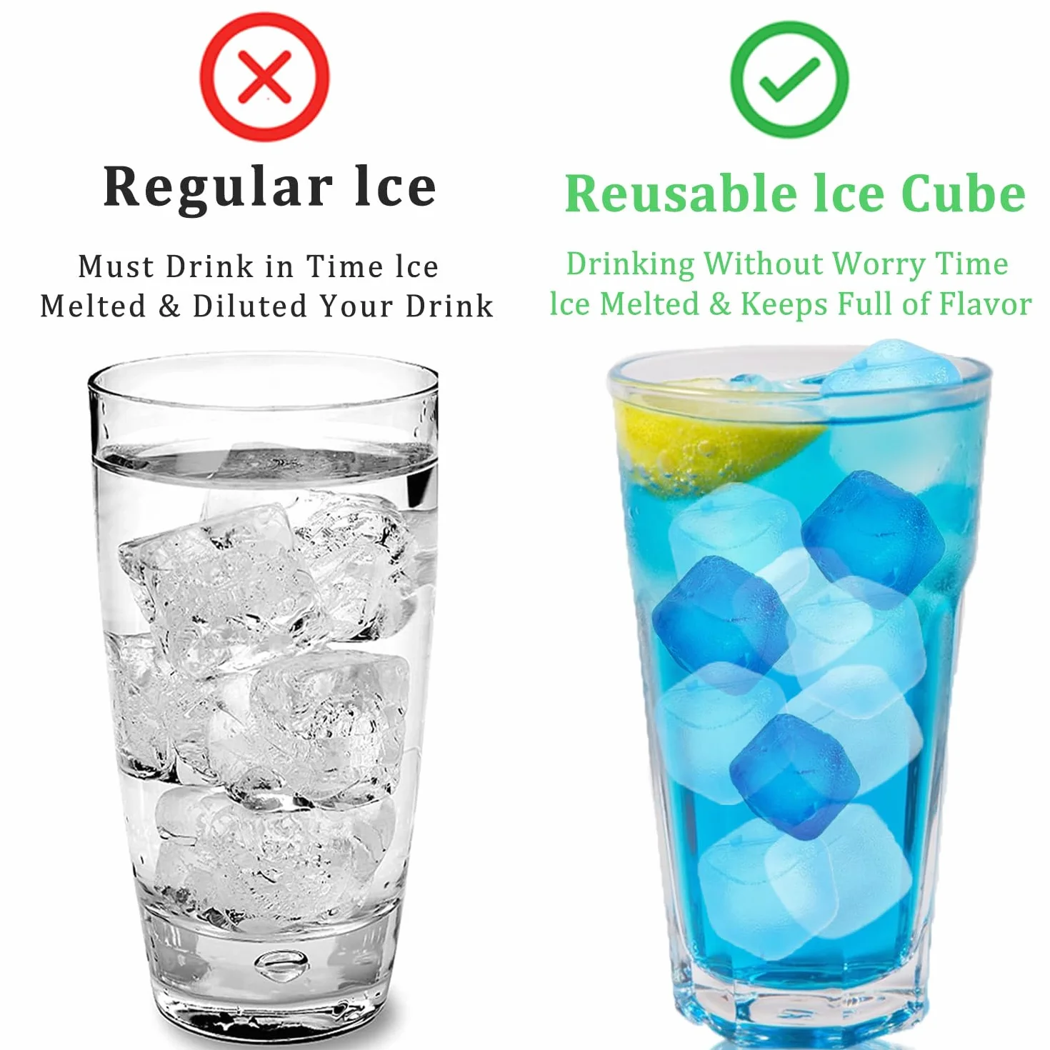 KEELYY 60 Piezas Cubitos de Hielo Reutilizables de Plástico para Fiestas, Azul