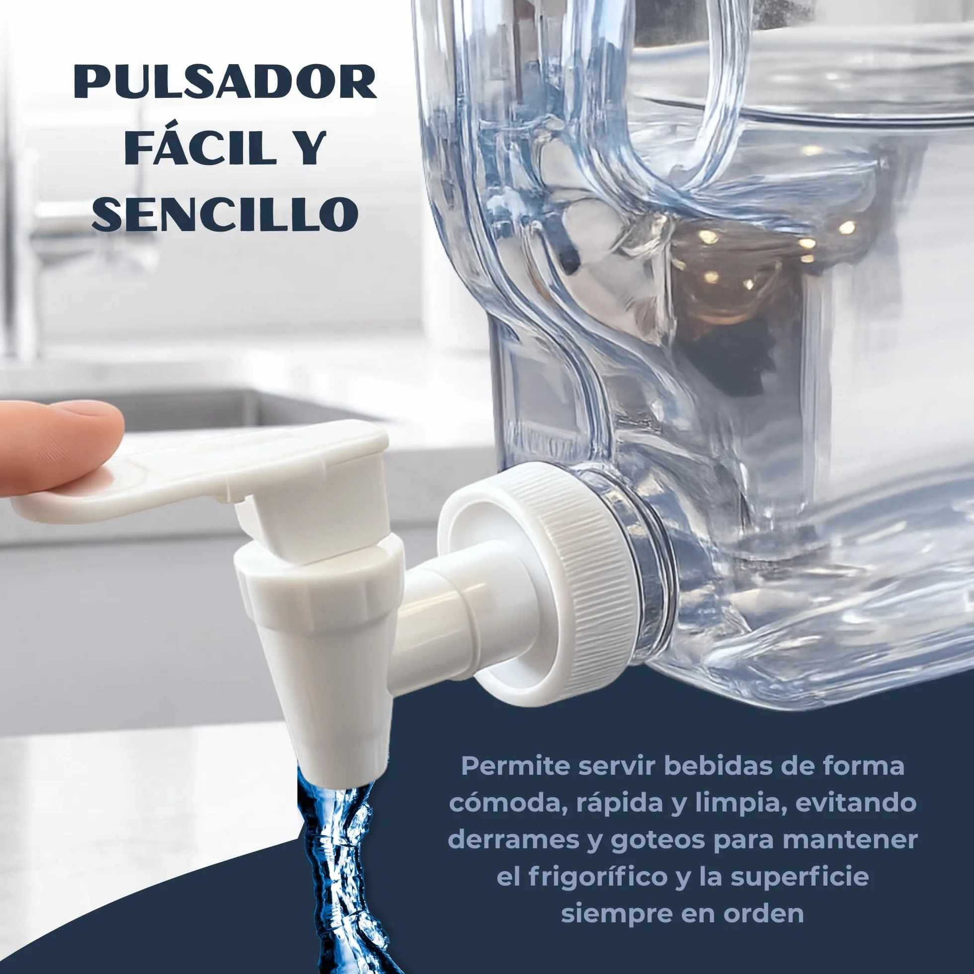Dispensador de Agua Fria para Nevera, Dispensador de Bebidas de plástico, Ergonómico con asa, Plástico PETG Libre de Fugas, Libre BPA, Dimensiones 29 cm Largo x 20cm Alto x 12 cm Ancho, 5.7 litros