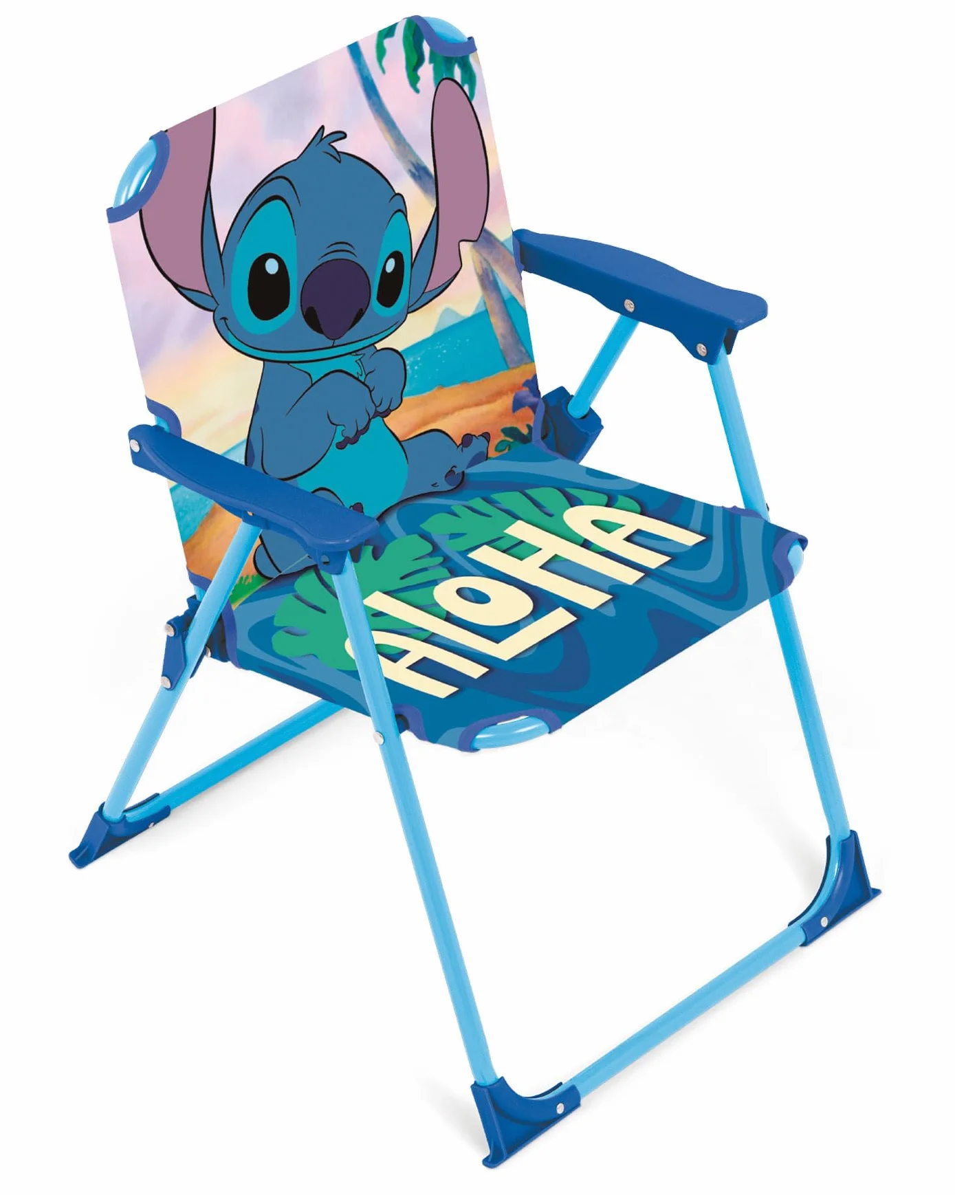 ARDITEX Silla Plegable para Niños con Diseño de Stitch, Aloha, Azul, 38 x 32 x 53 cm