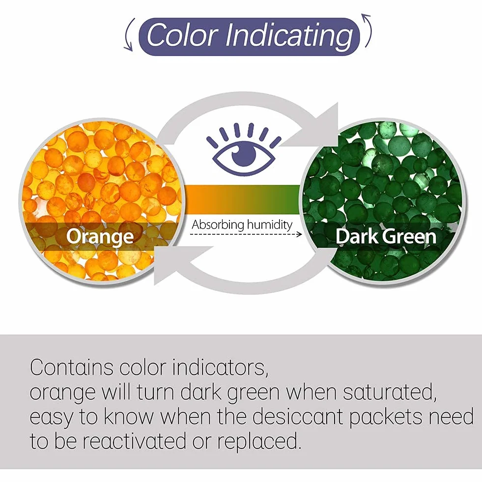 LotFancy 300 Bolsas de Gel de Sílice 0.5g, Desecante Antihumedad con Indicador (Naranja a Verde), Bolsitas Deshumidificadoras para Alimentos Electrónica Joyas y Colecciones